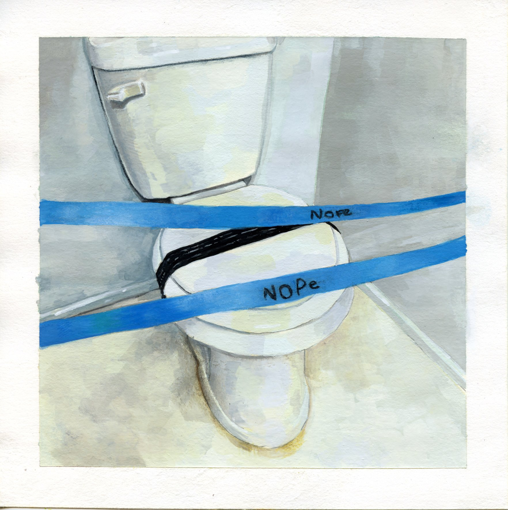 Nope nope (05 June 2019) - 6"x6", gouache on paper, 2023