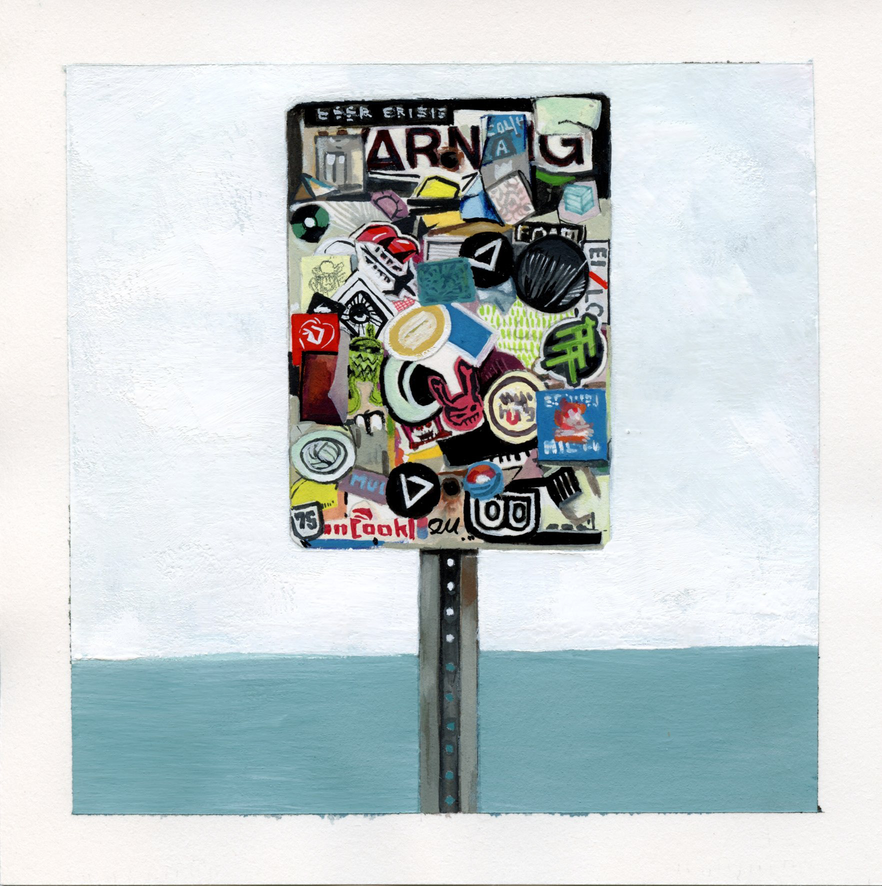 Hidden warning (20 February 2019) - 6"x6", gouache on paper, 2023