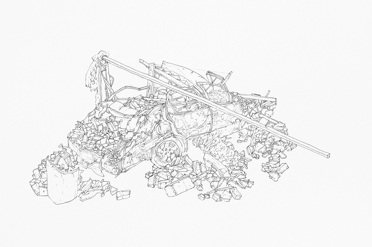 Down Not Out (detail) - 22"x22", pencil on paper, 2014