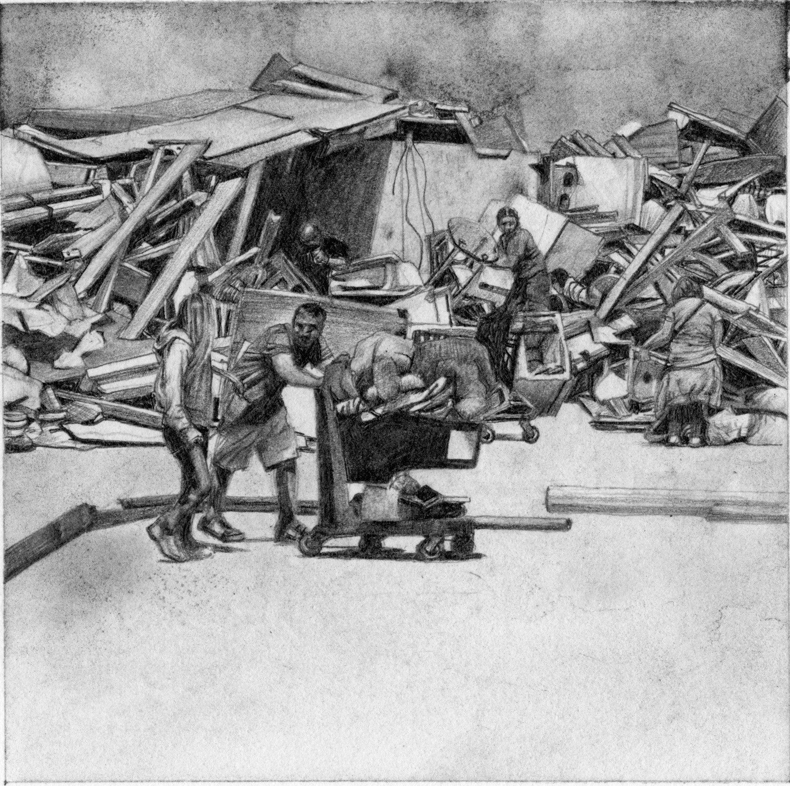 Gathered - 10"x10", pencil on paper, 2018