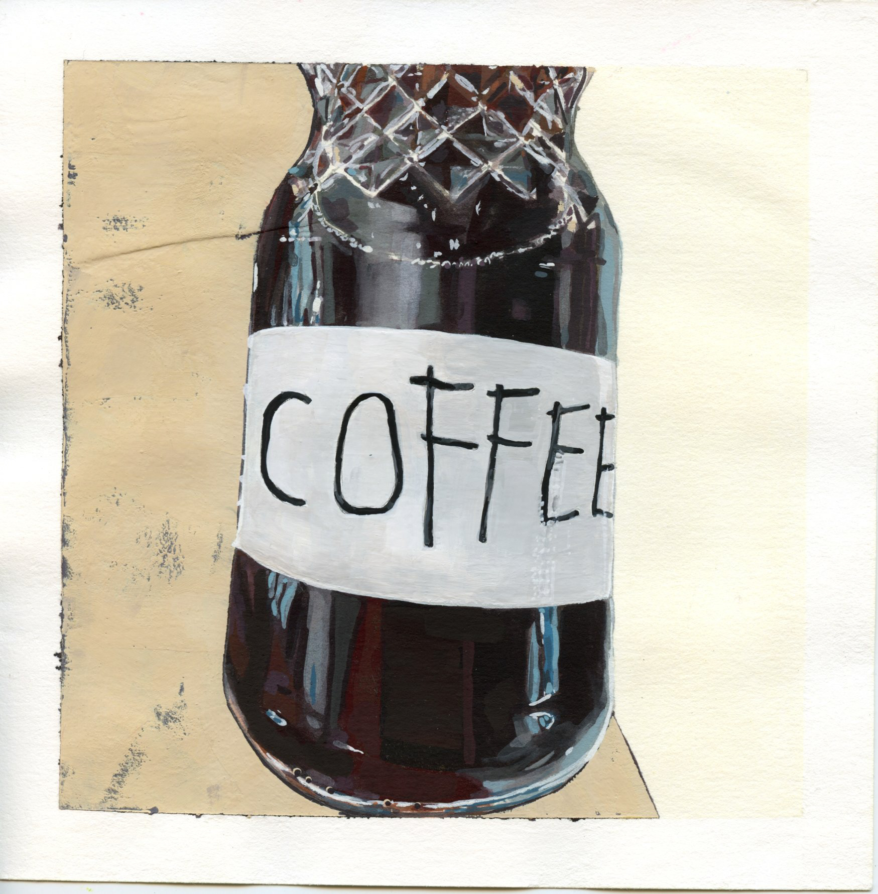 Selfie (27 August 2022) - 6"x6", gouache on paper, 2023