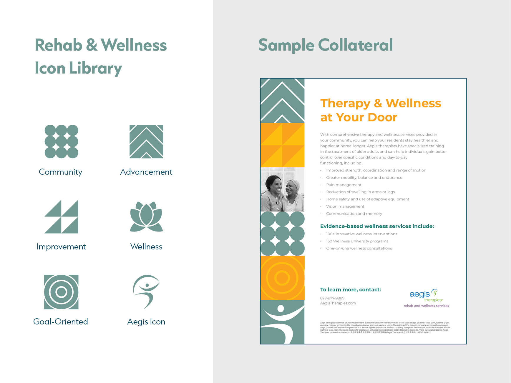 Aegis Rehab and Wellness Icon Library and Sample Collateral