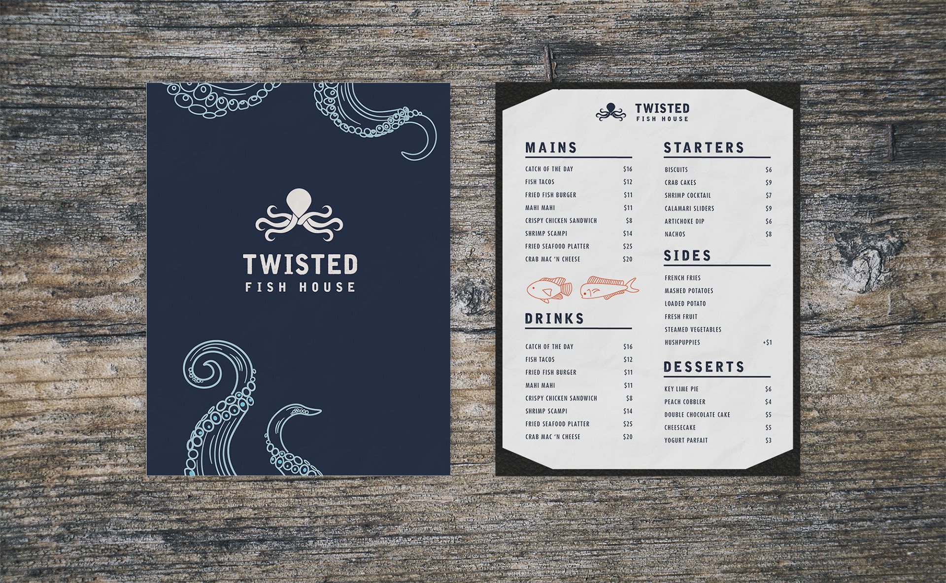Twisted Fish House Menu Mockup