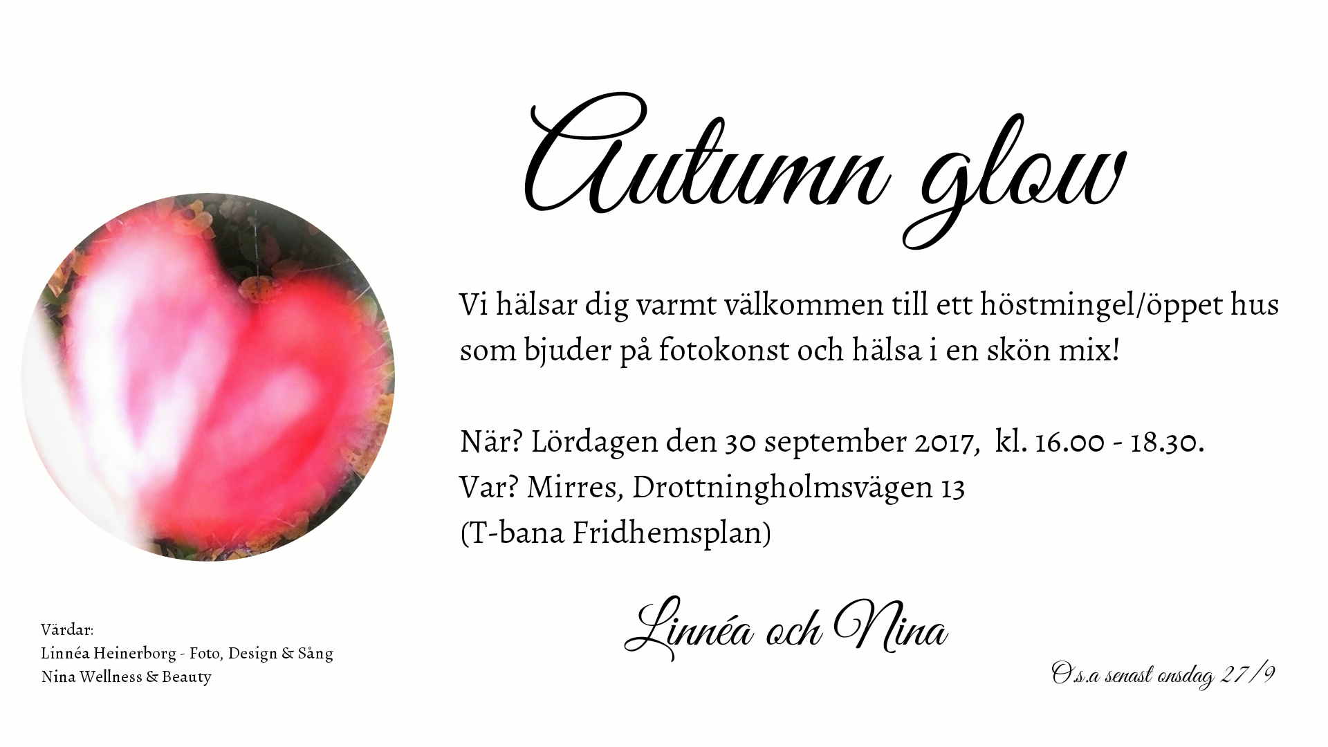 Inbjudan till event hösten 2017