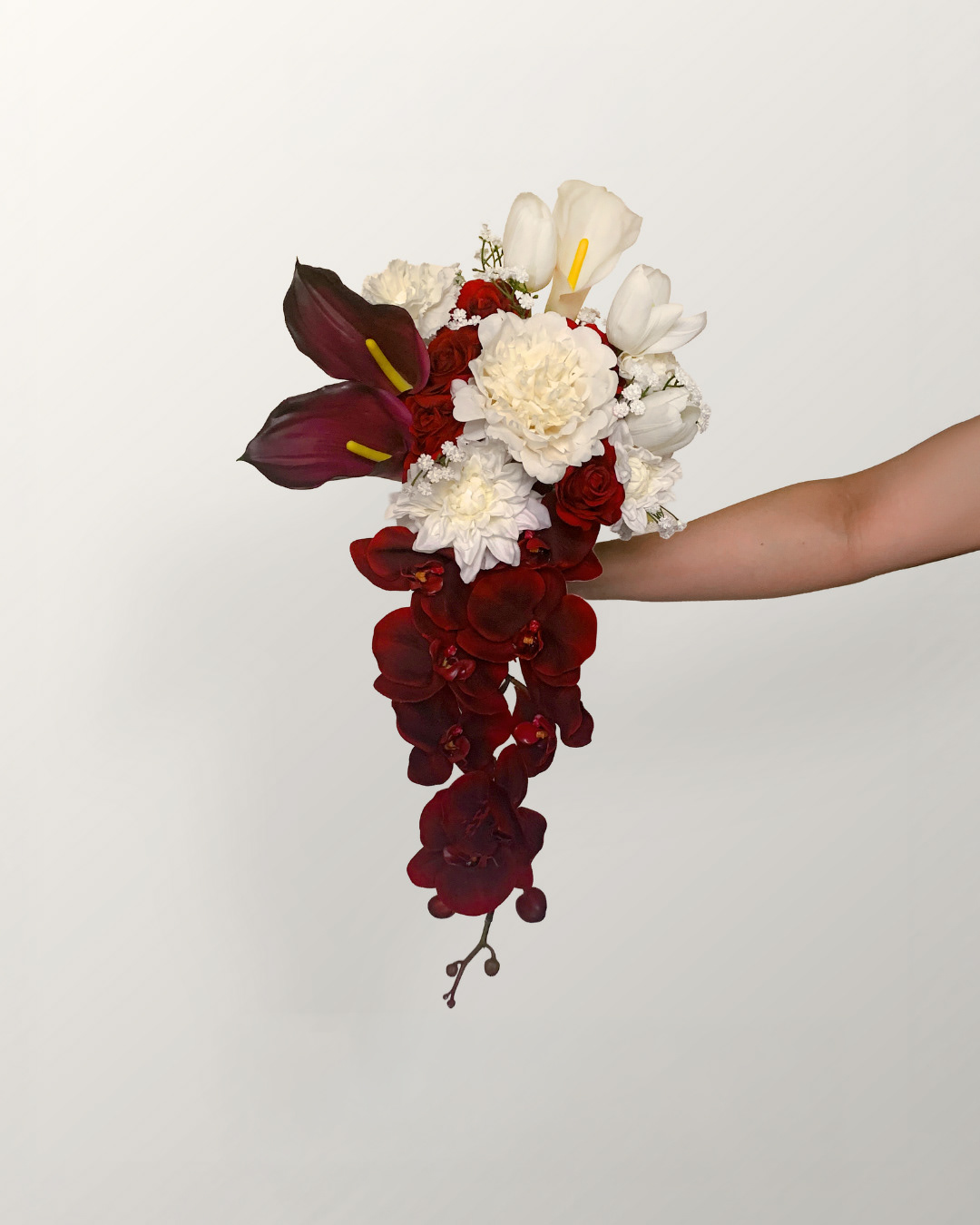 Burgundy and White Bridal Bouquet
