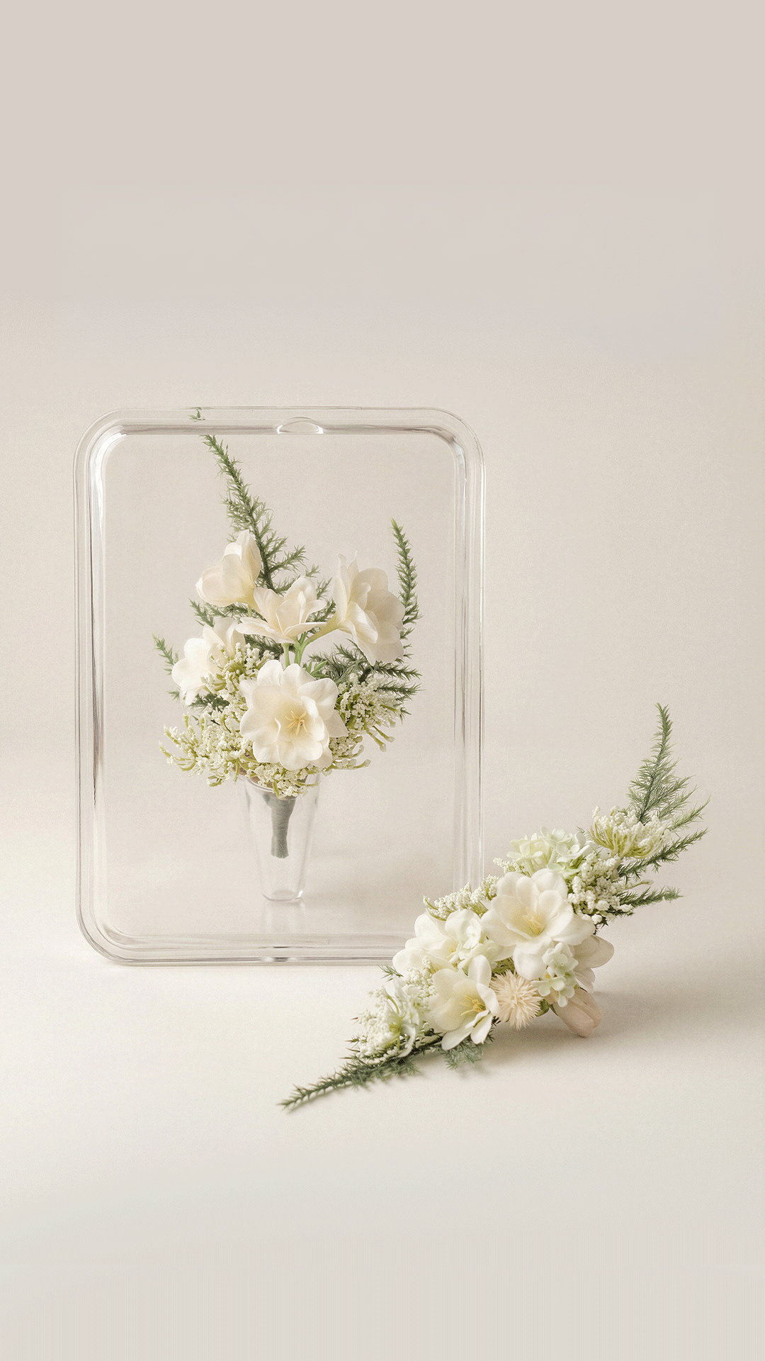 White Corsage and Boutonniere