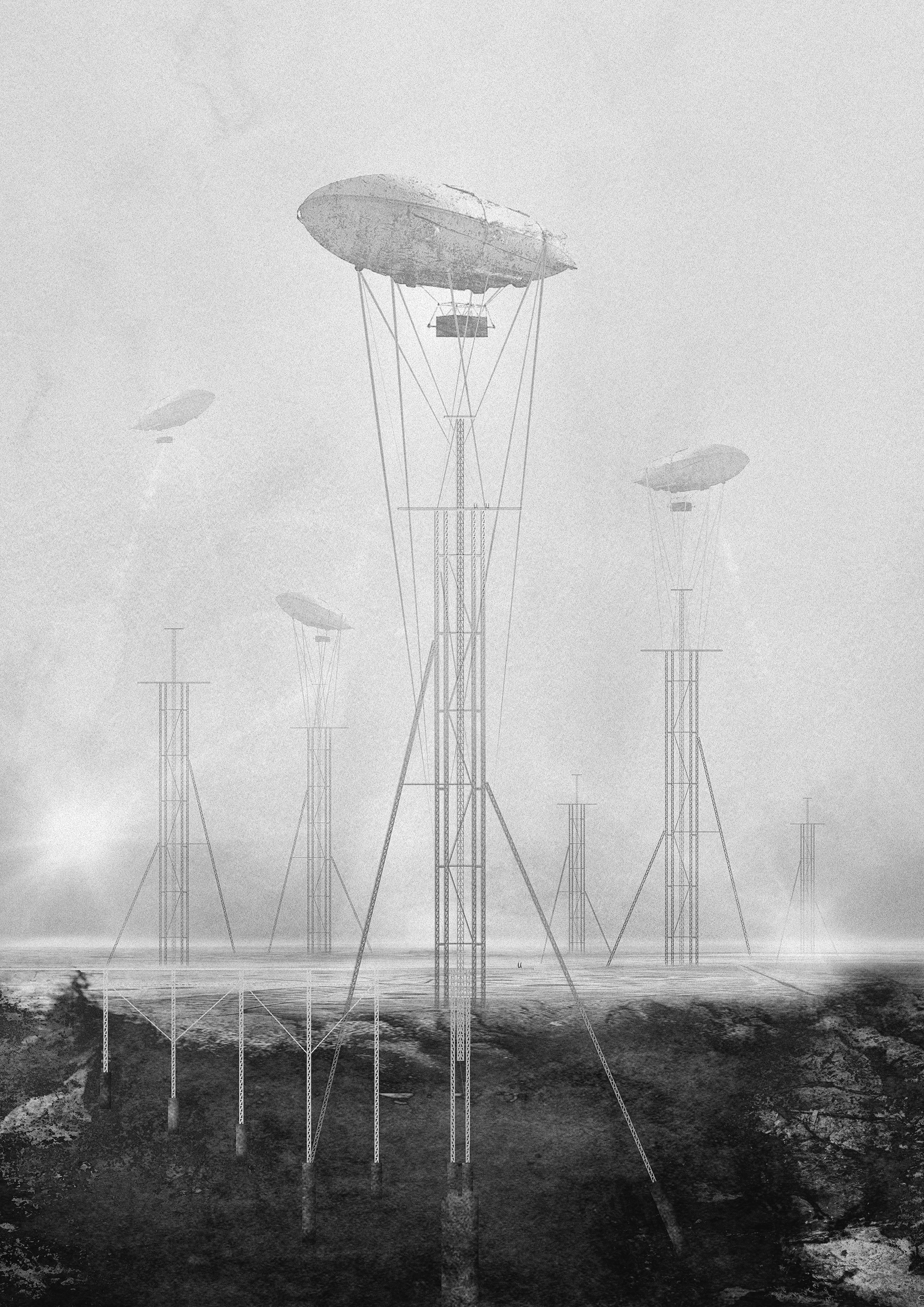 99 Luftballons [auf ihrem Weg zum Horizont]  The Last Nuclear Bomb Memorial, 99 towers for 99 luft ballons  Yucca Flat, Nevada Test Site, USA, competition, Luca Viglierchio, Martina Guasco