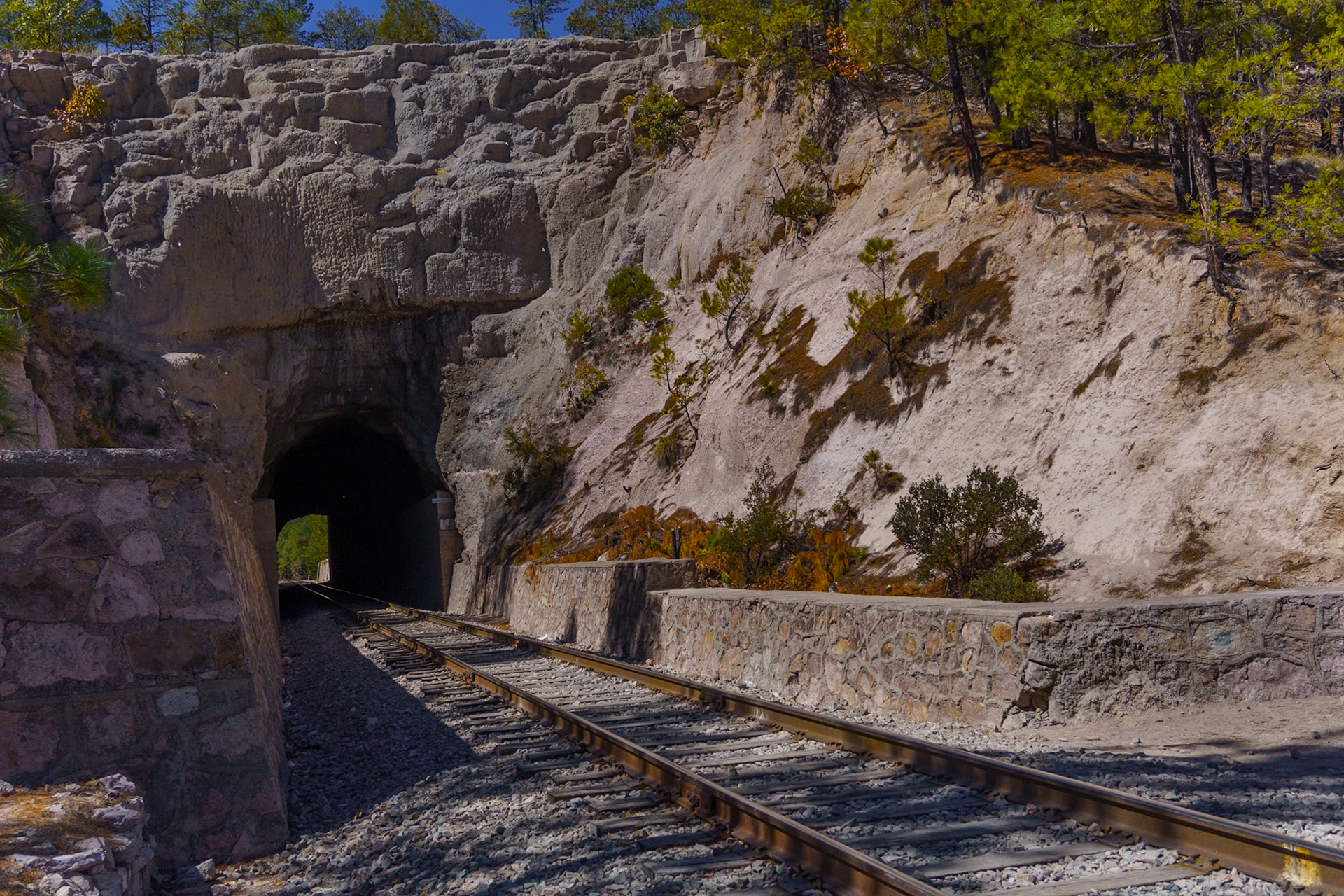 One of the 86 tunnels on the El Chepe Express line