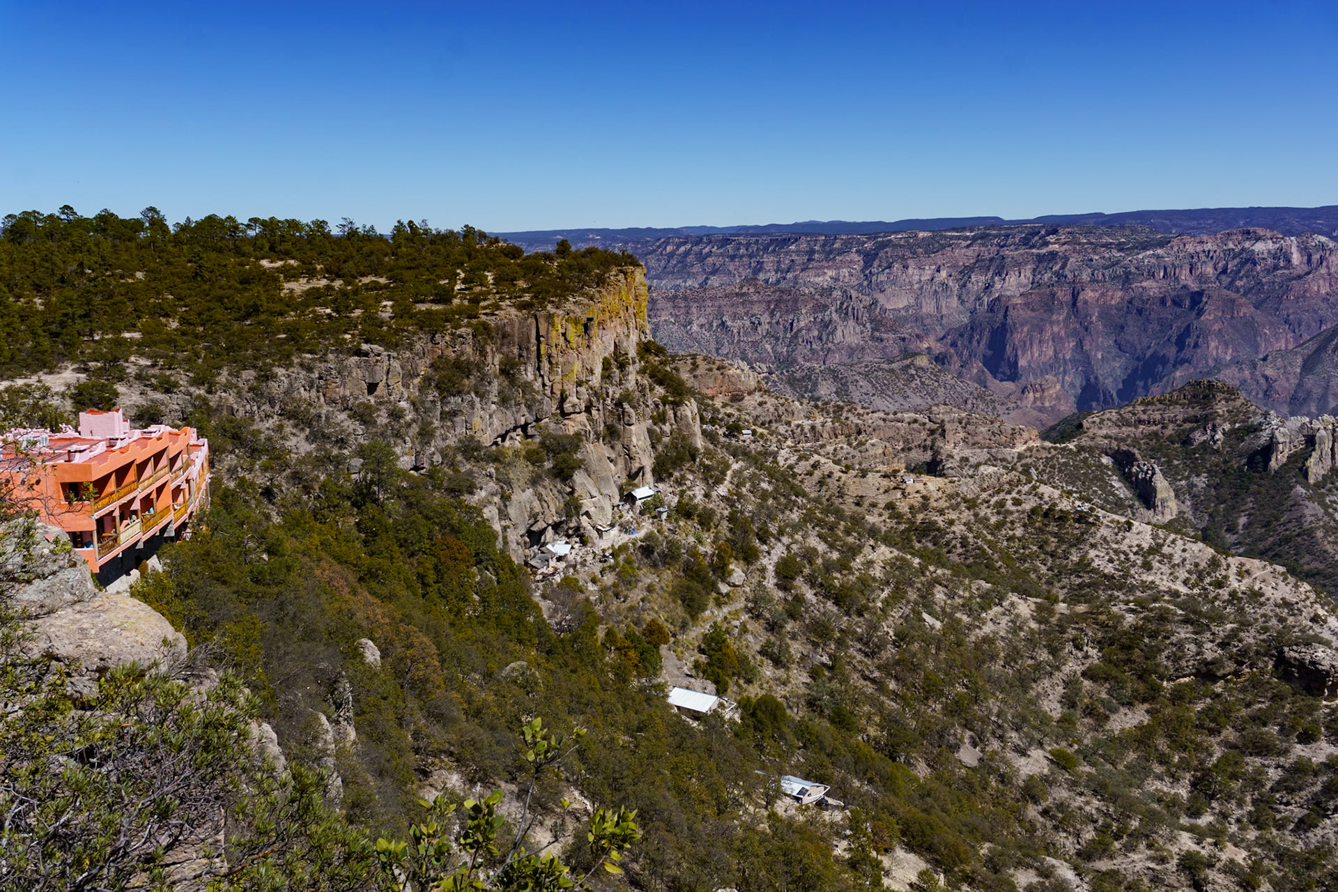 Hotel Mirador hanging off the edge of the c;iff