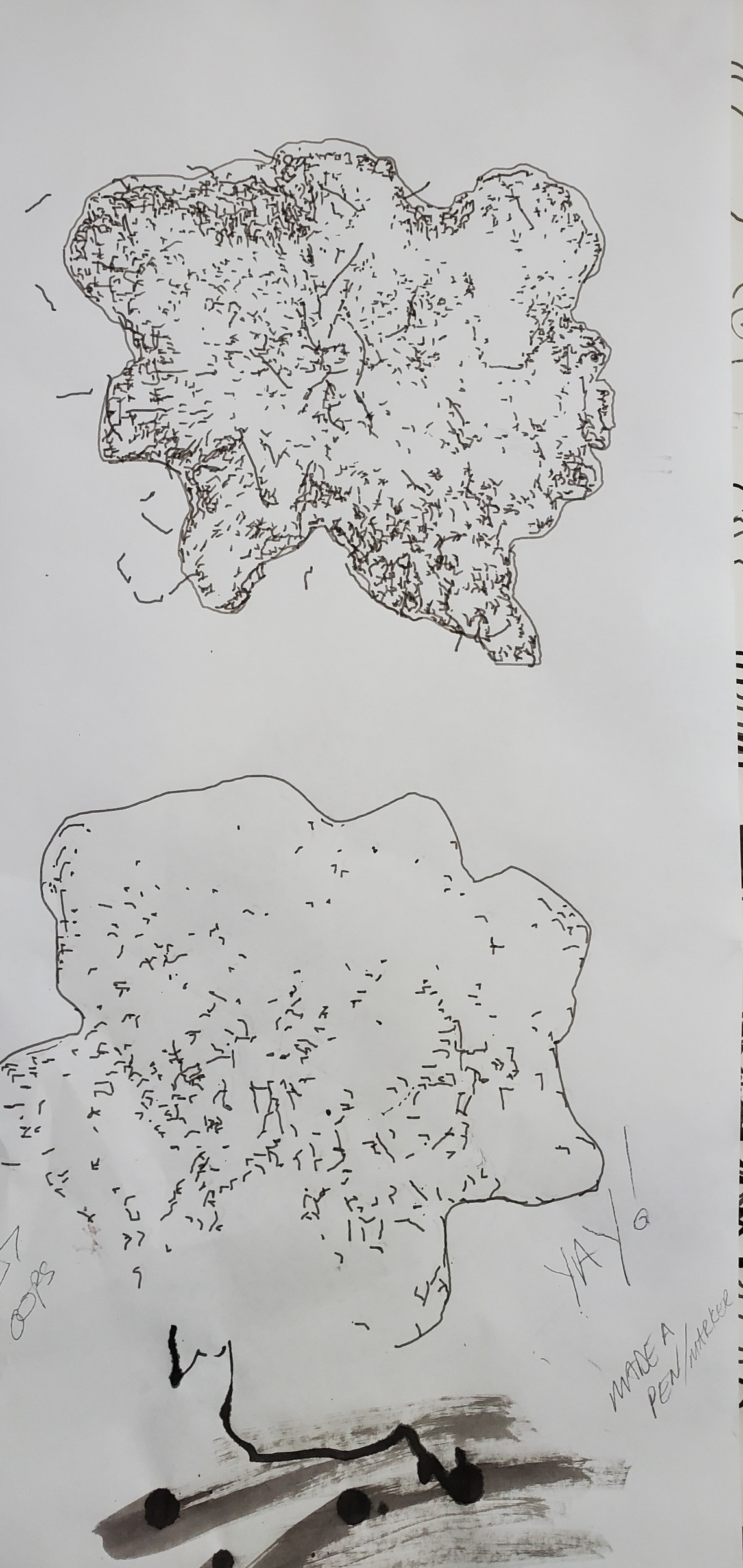 pen plotter drawings of StyleGAN2 generated stump