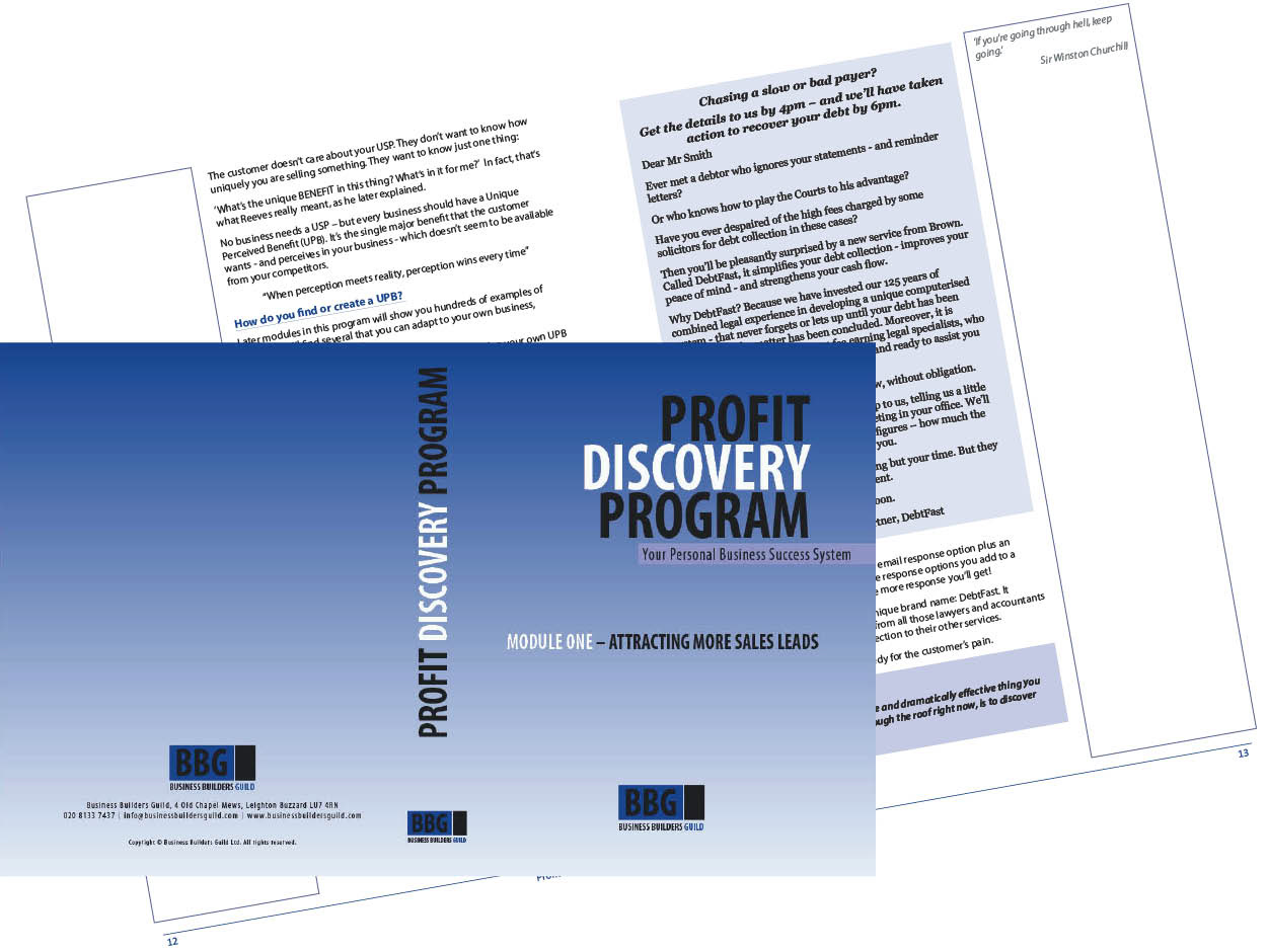 Marketing course in a ring binder.