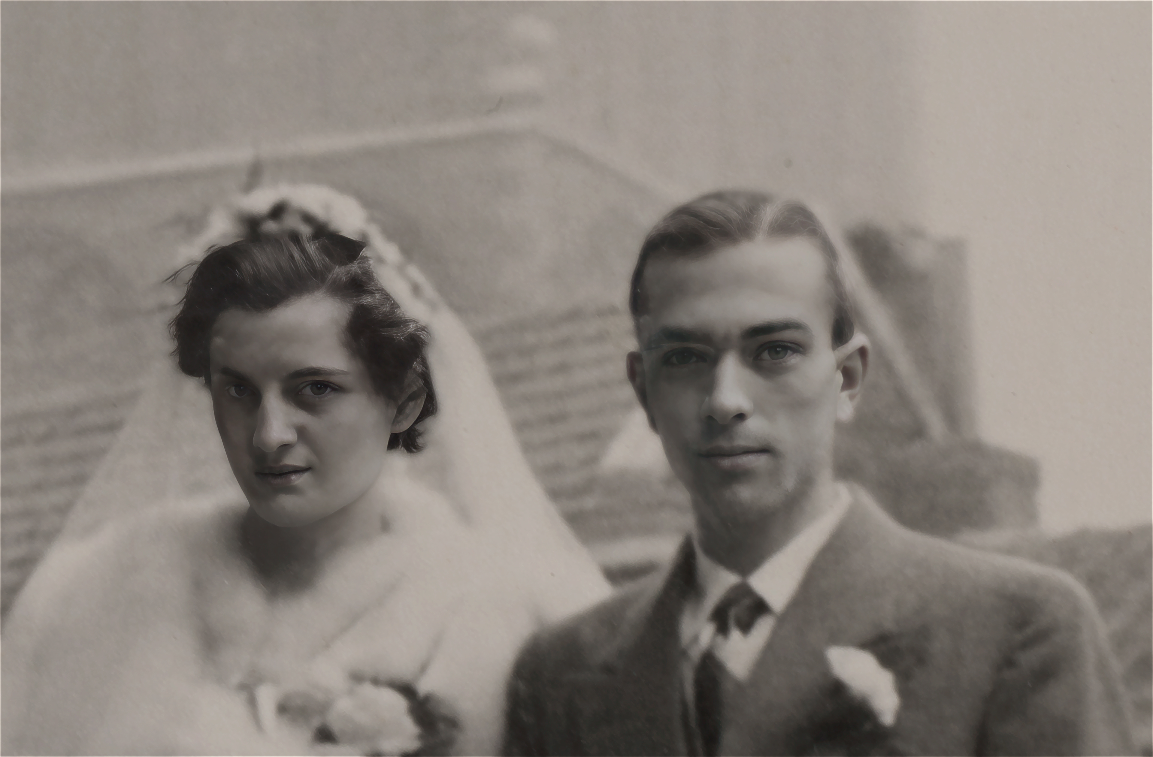 This photo is a cut out of the wedding photo of my mother and father.