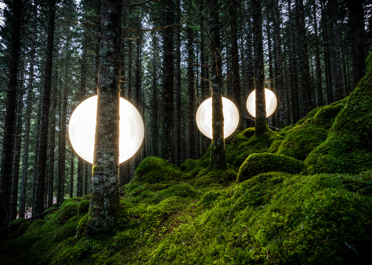 Light wand moved in a circle to create individual 'orbs'