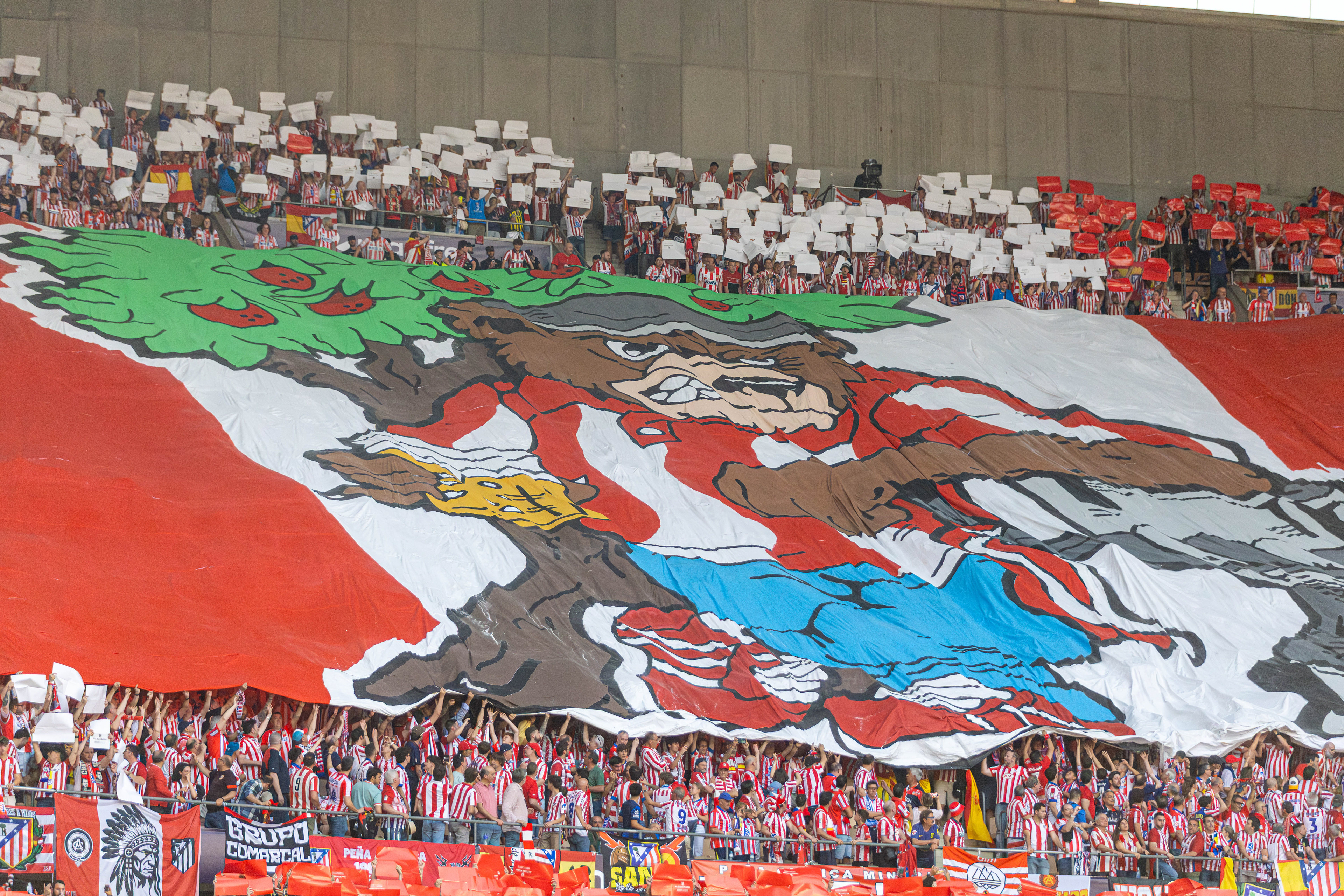 Mosaico de la afición del Atlético de Madrid