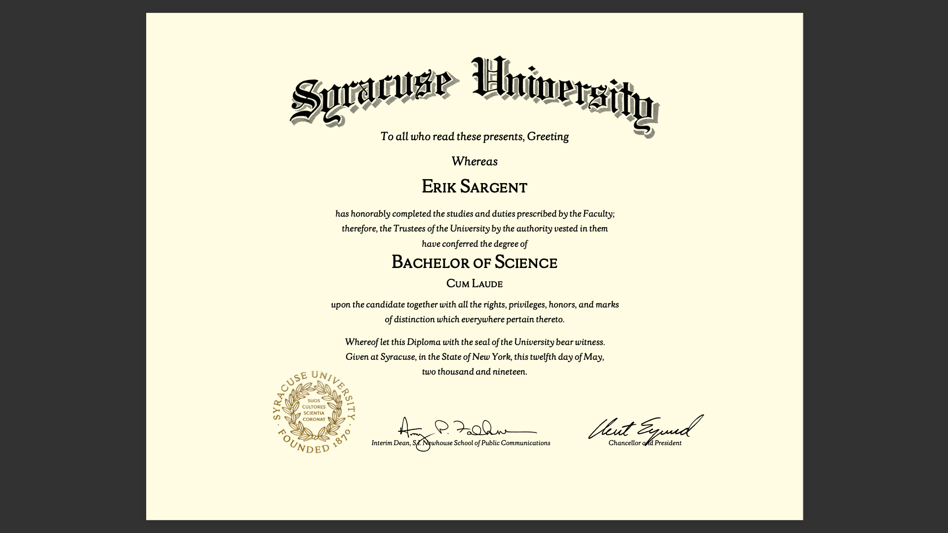 My Bachelor's Degree