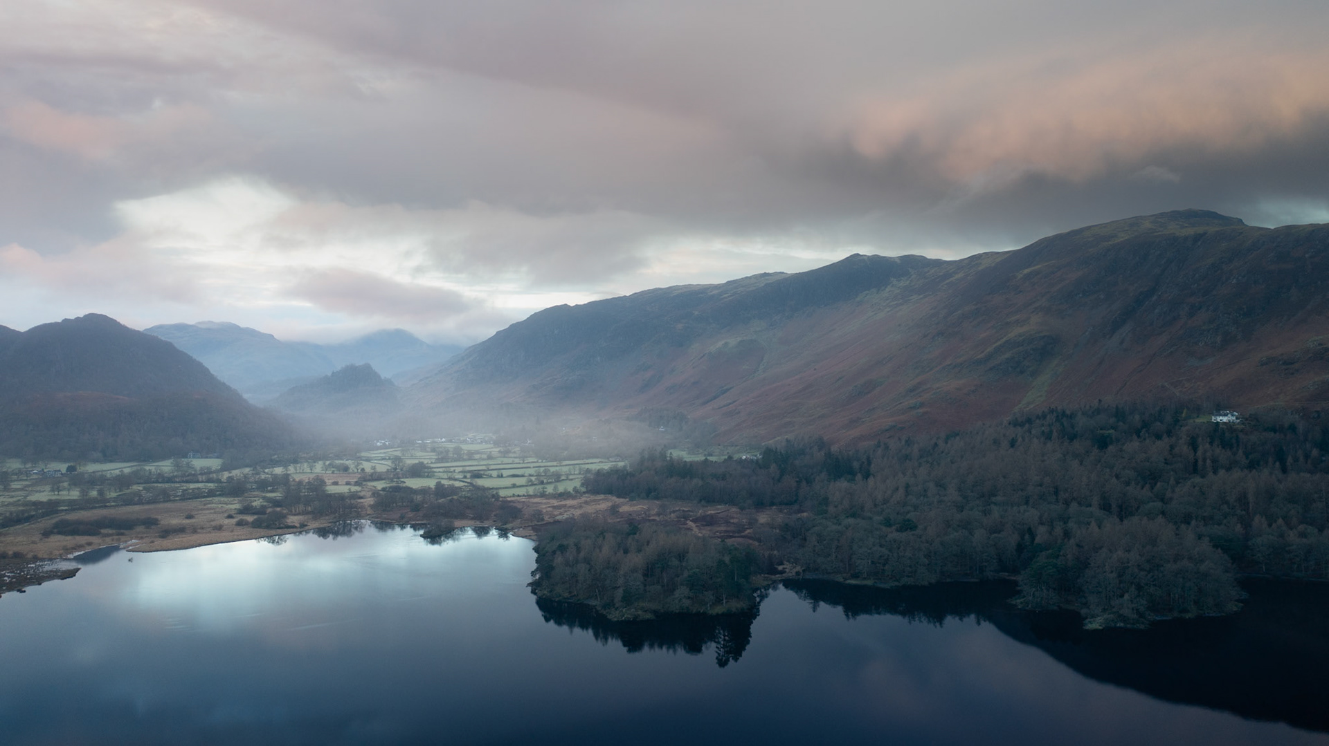 Derwent water drone view
