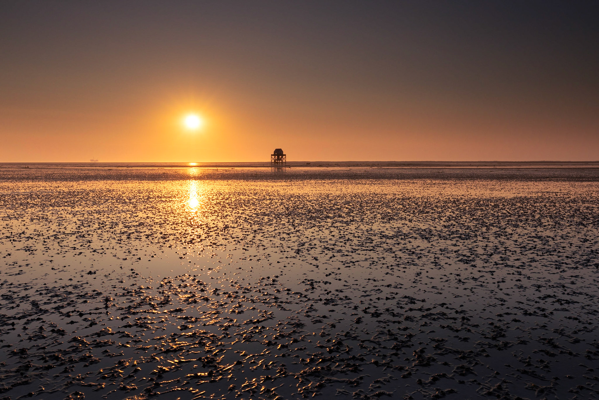 A clear sky on the sandbank Engelsmanplaat.