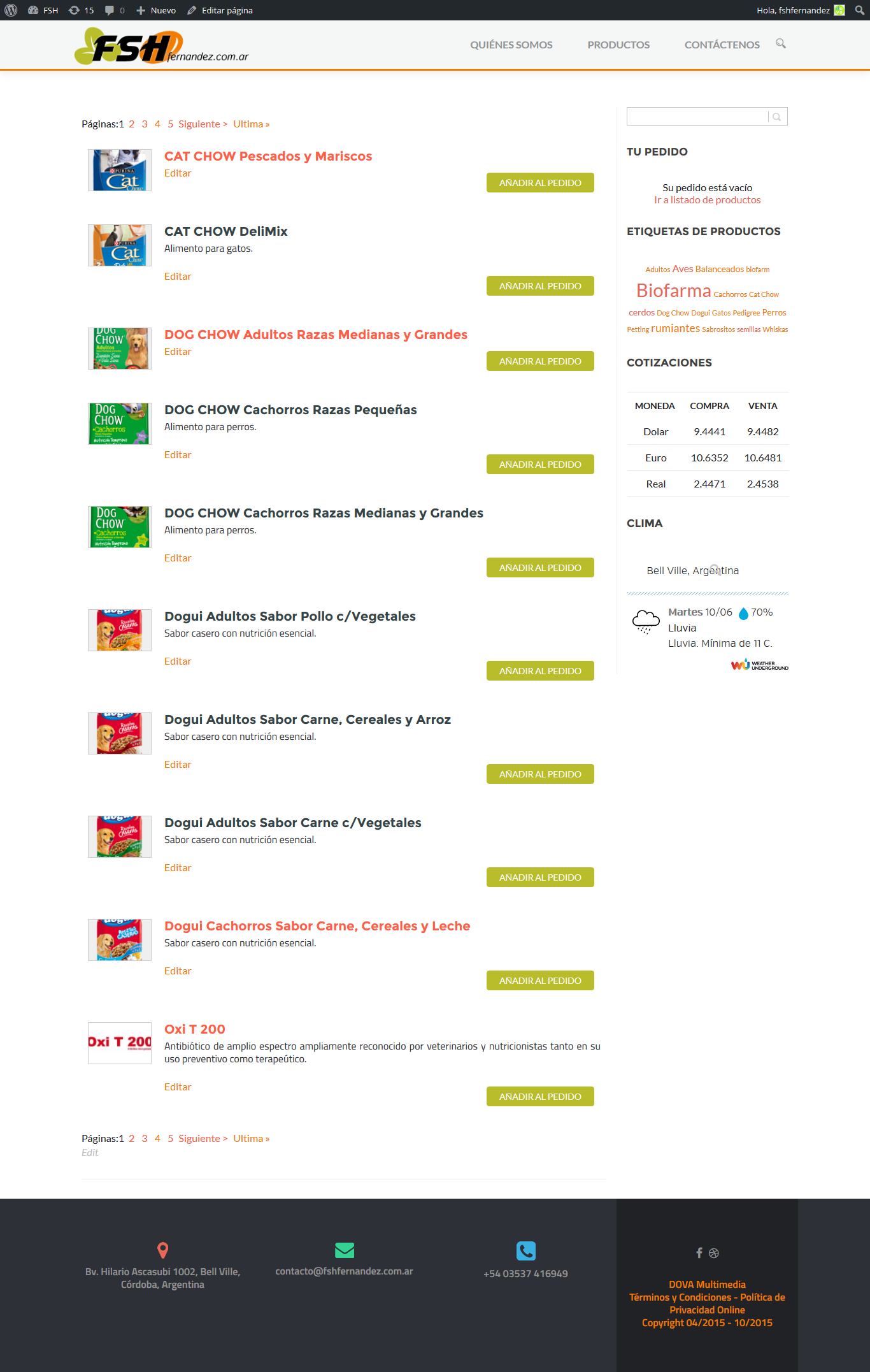 Product catalogue view