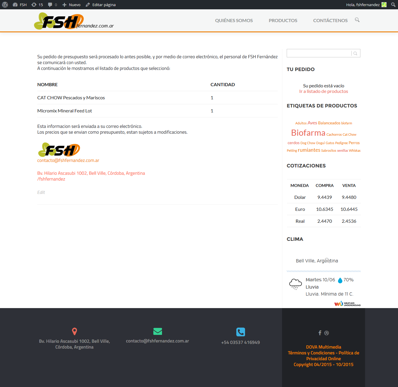 View order confirmation