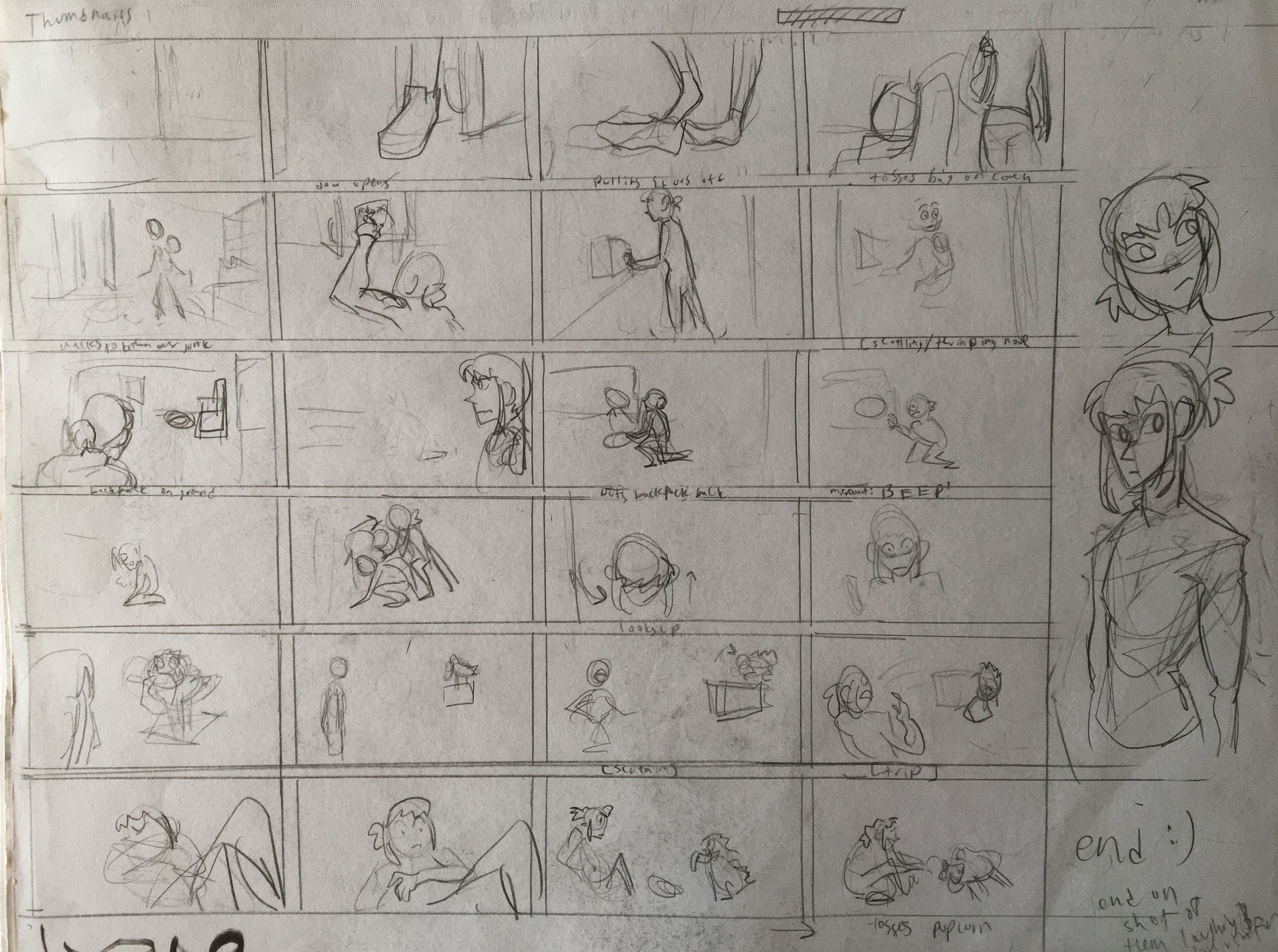 Initial storyboard thumbnails