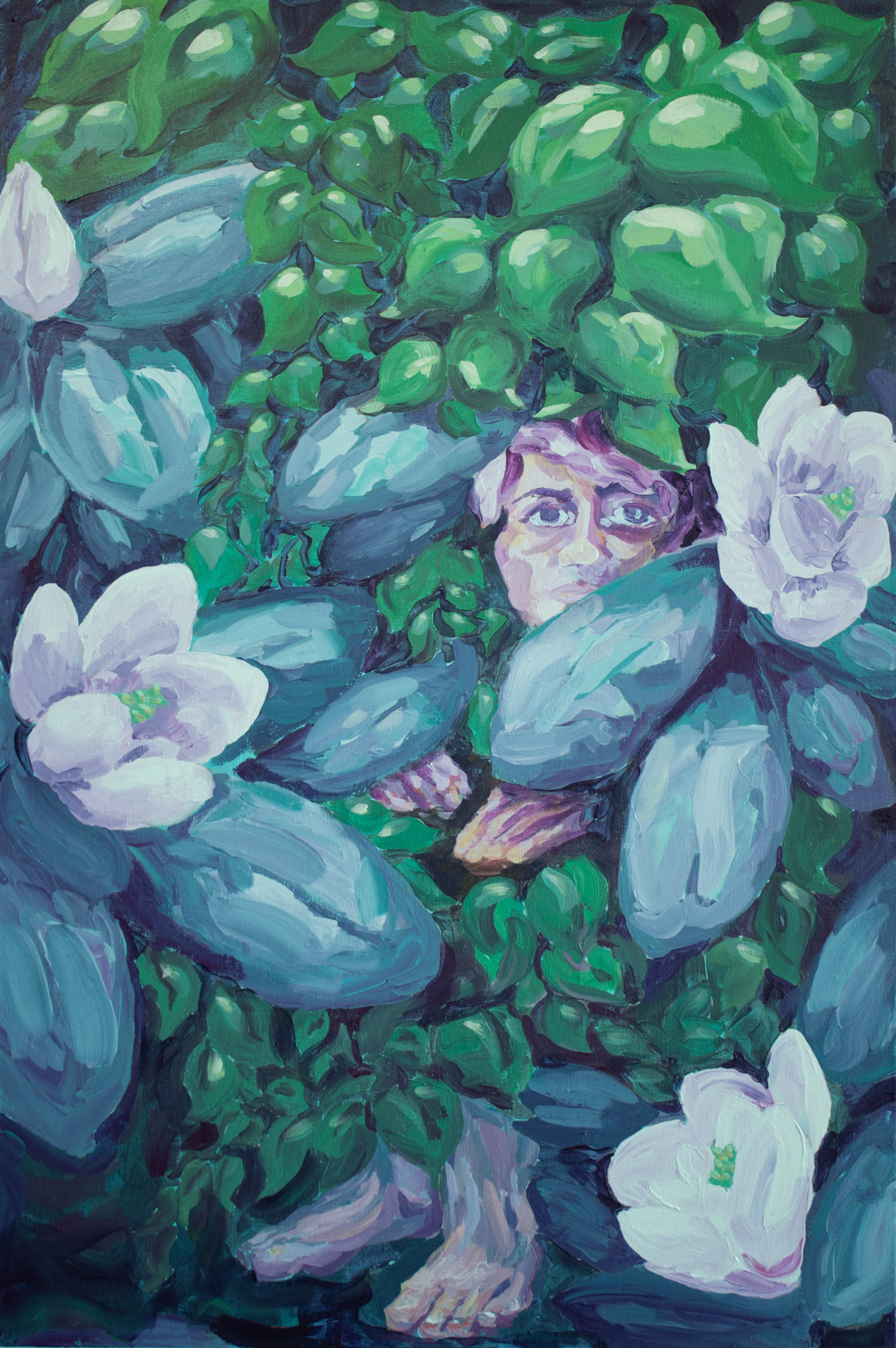 Magnolias, 2022, acrylic on canvas.