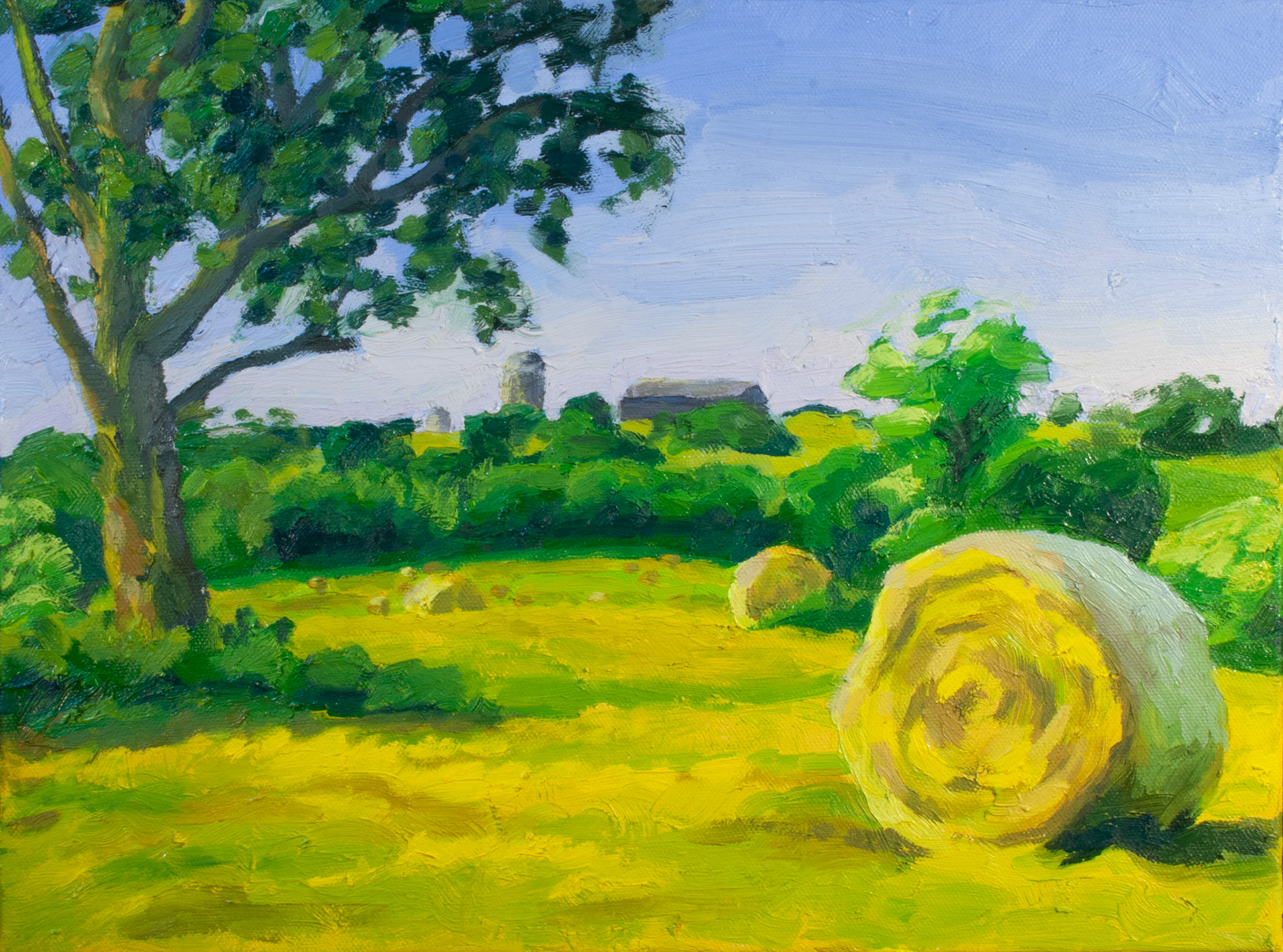 Hay Bails, 2020, oil on canvas.
