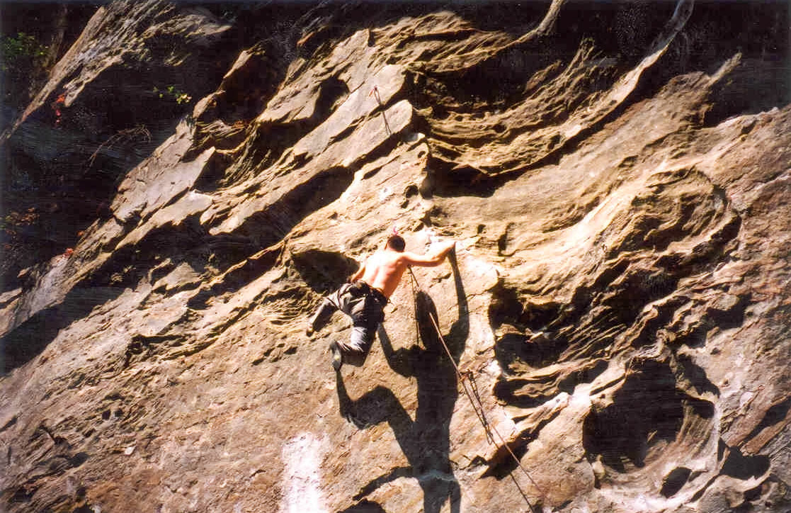 Jay Plant climbs 5.12 at The Red.