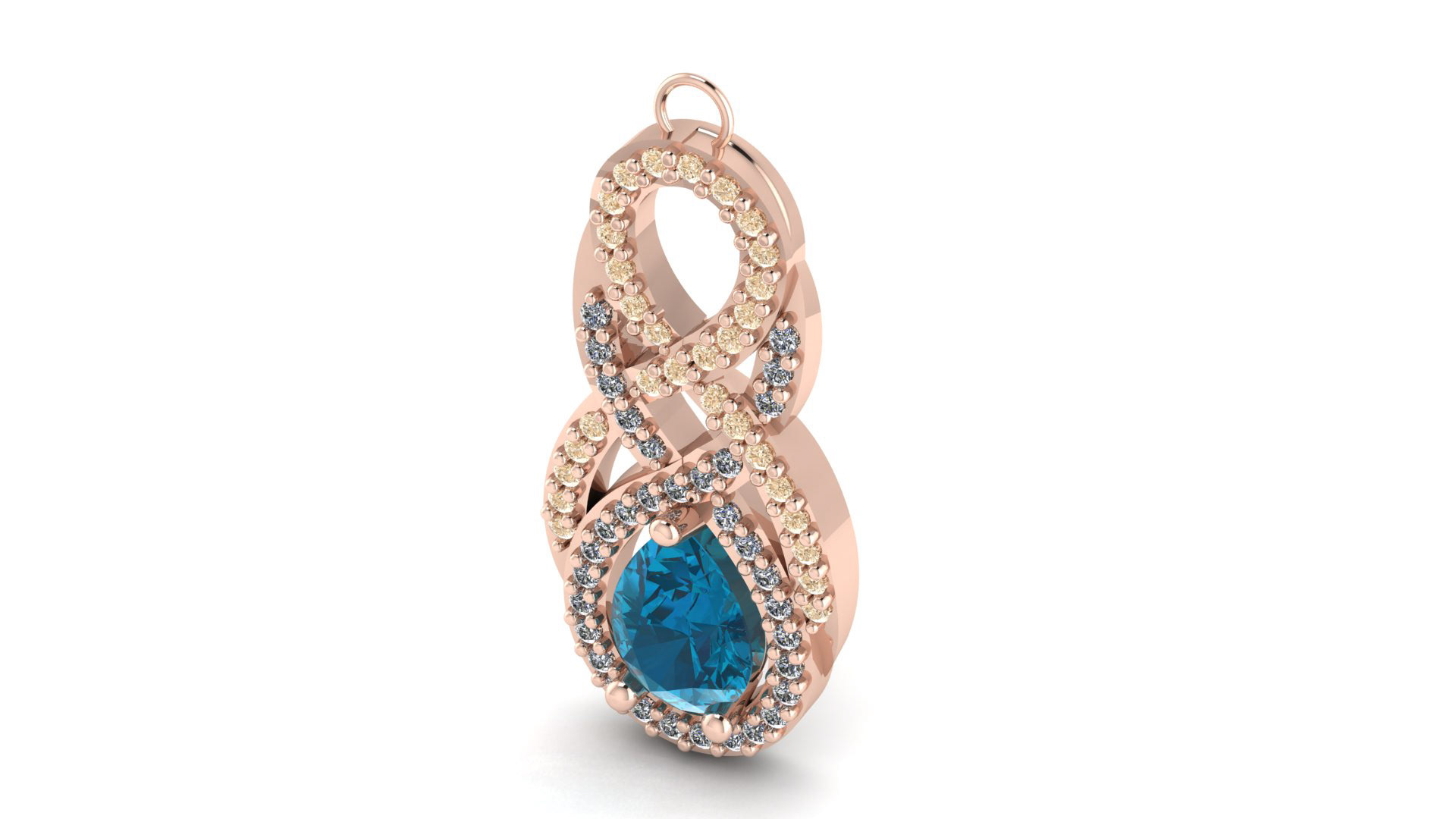 Rose Gold, London Blue Topaz, Diamond and Top Light Brown Diamonds