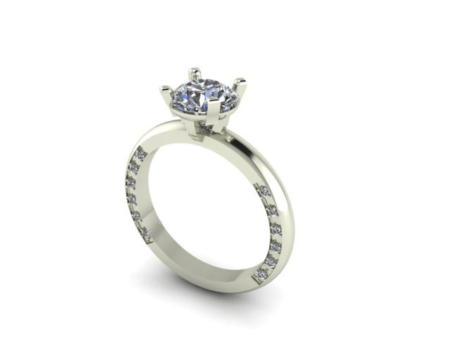 Unique Diamond Ring with Side Stones