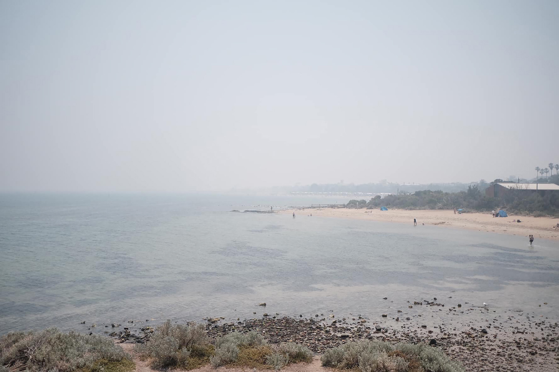 View from Green Point, Brighton - smoke haze