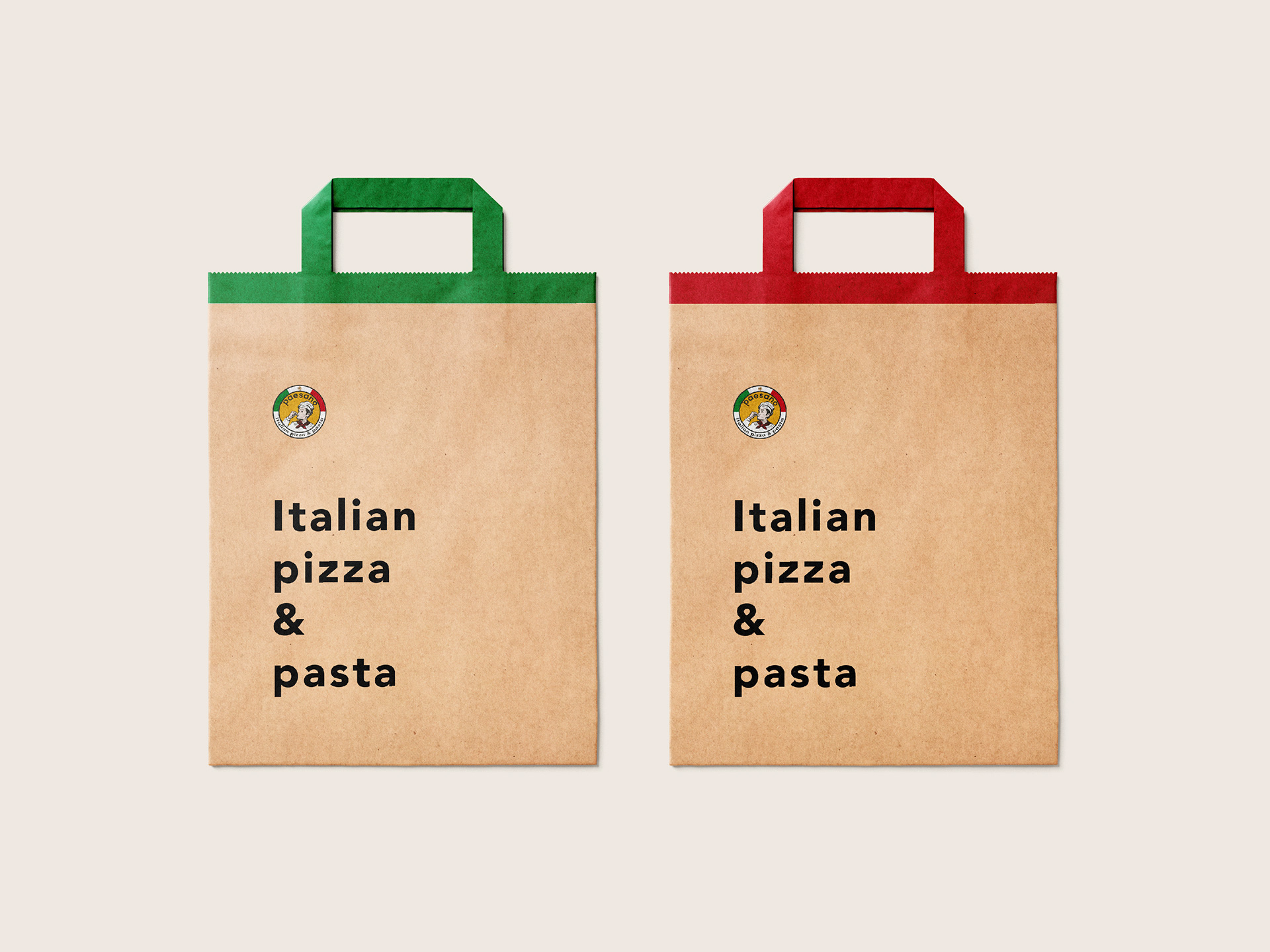 Paesano packaging on green and red