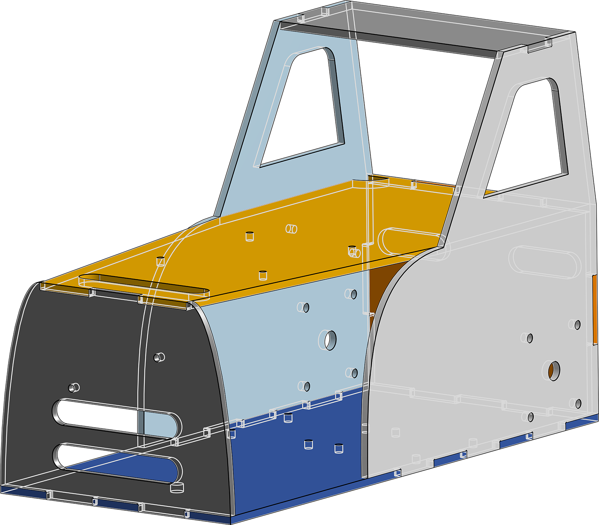 Stage 3: Holes were placed for component attachment points.