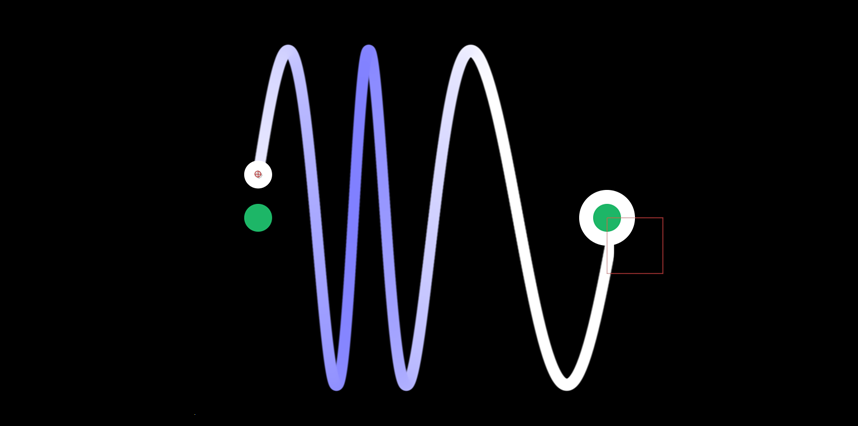 A display of the color changing as the wave is compressed and the observer exchibiting a "blip" for intersecting the wave.