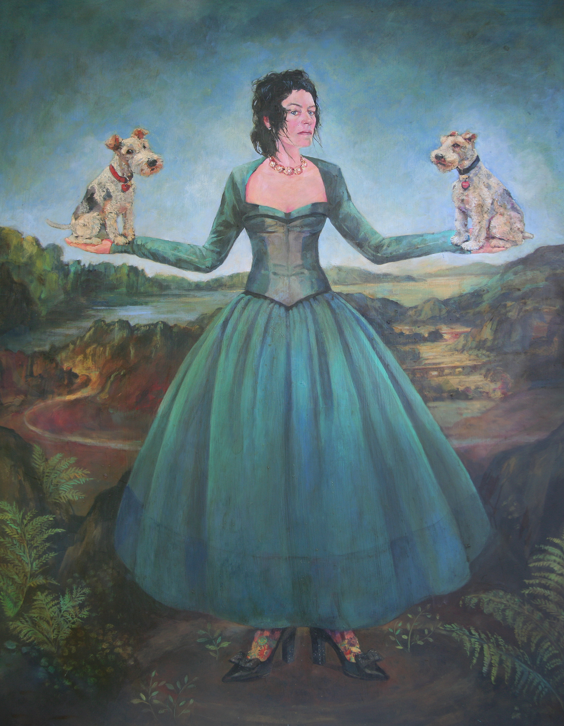 Private commission of owner and dogs. Given free creative reign for creative client.