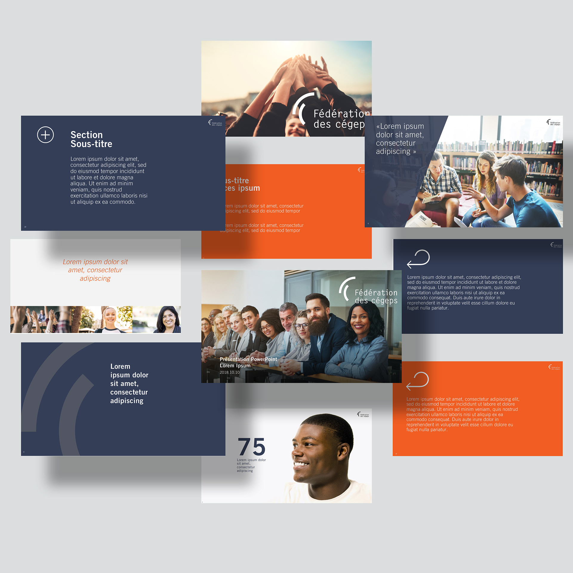 PowerPoint éditable selon besoin du client / Basé sur charte design graphique existante