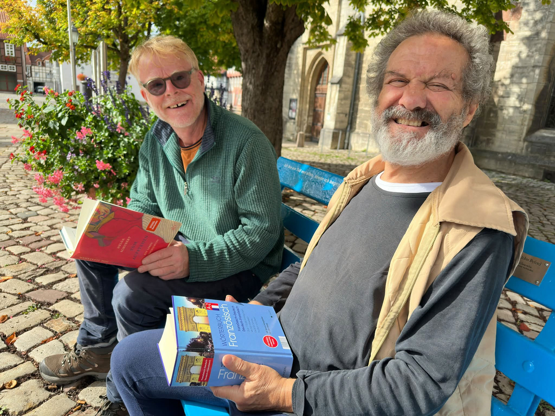 John Byford & local resident Farat 