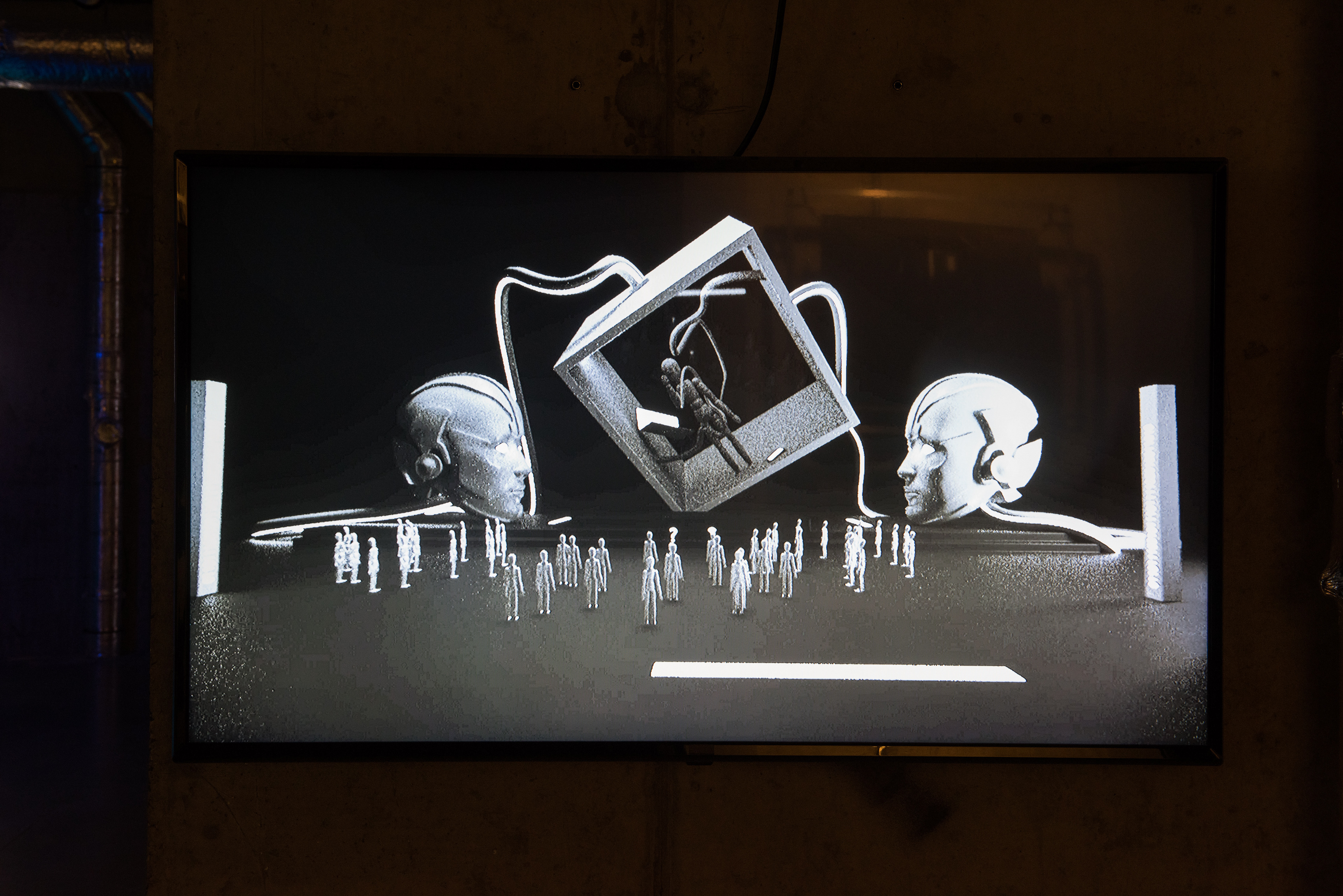 Installation view of POWERPLAY at arebyte Gallery, 2020. Featuring works by Mr Color, Bolatito Aderemi Ibitola, Vincent Bezuidenhout, Scumboy, King Debs, Mbakisi Sibanda, Kumbirai Makumbe, and Isaac Kariuki. Image: Max Colson.