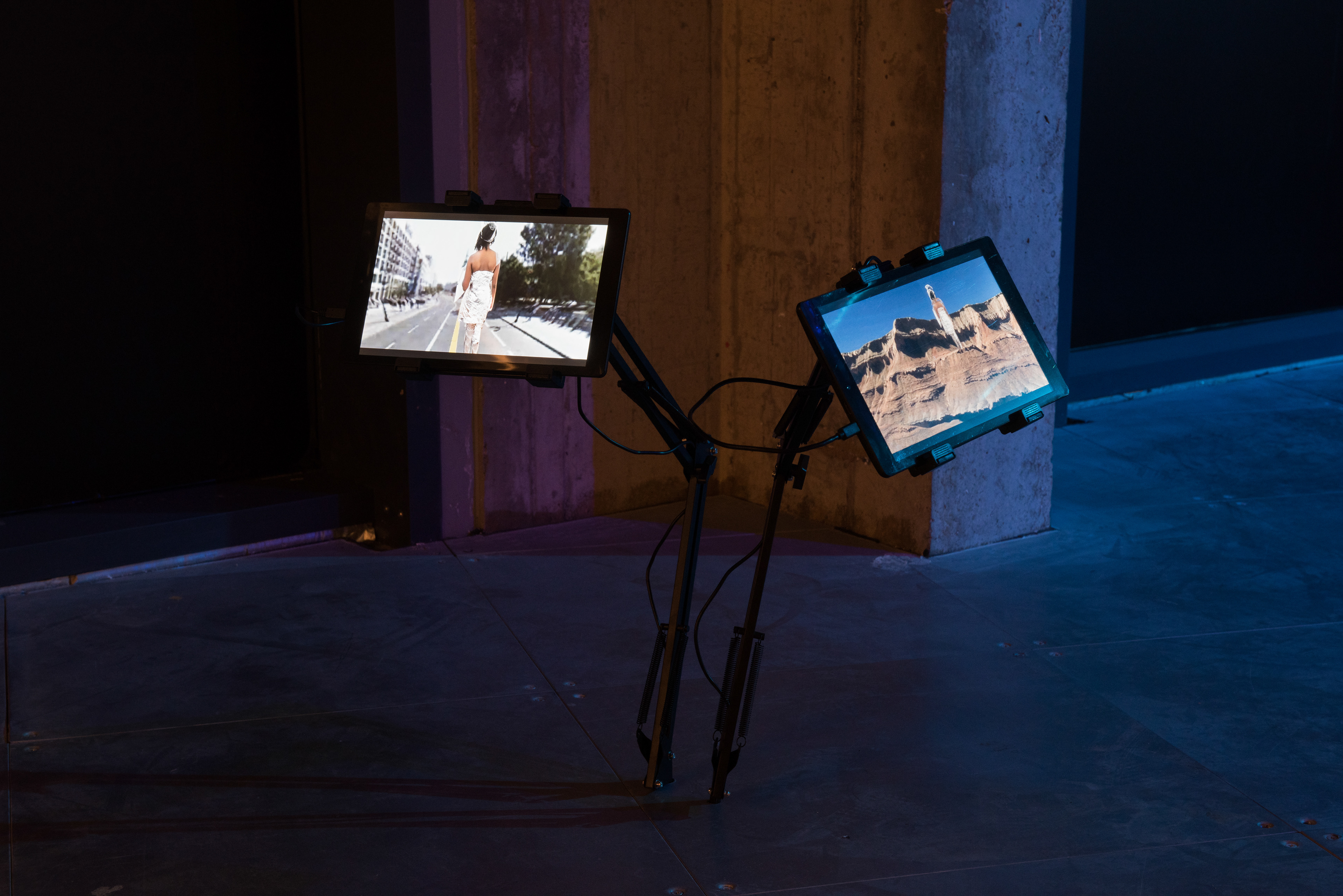Installation view of POWERPLAY at arebyte Gallery, 2020. Featuring works by Mr Color, Bolatito Aderemi Ibitola, Vincent Bezuidenhout, Scumboy, King Debs, Mbakisi Sibanda, Kumbirai Makumbe, and Isaac Kariuki. Image: Max Colson.
