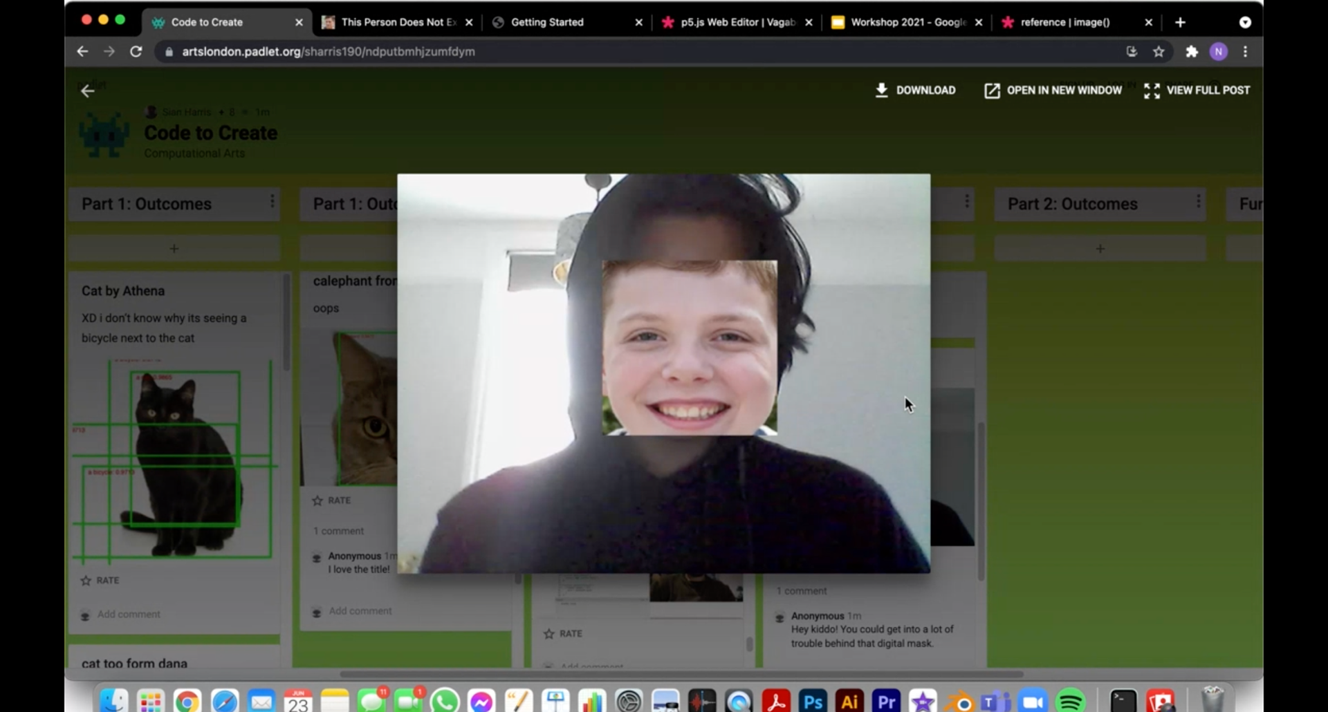 Example of Not-Your-Face Filter by workshop participant