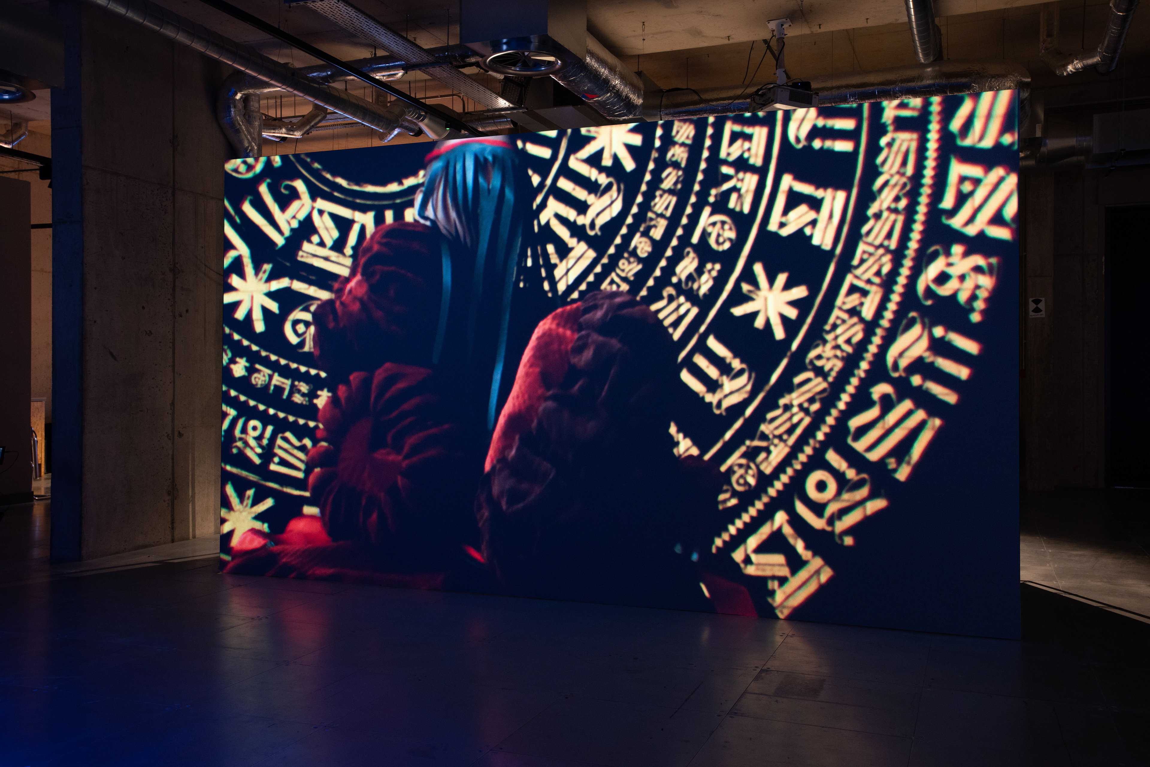 Installation view of POWERPLAY at arebyte Gallery, 2020. Featuring works by Mr Color, Bolatito Aderemi Ibitola, Vincent Bezuidenhout, Scumboy, King Debs, Mbakisi Sibanda, Kumbirai Makumbe, and Isaac Kariuki. Image: Max Colson.