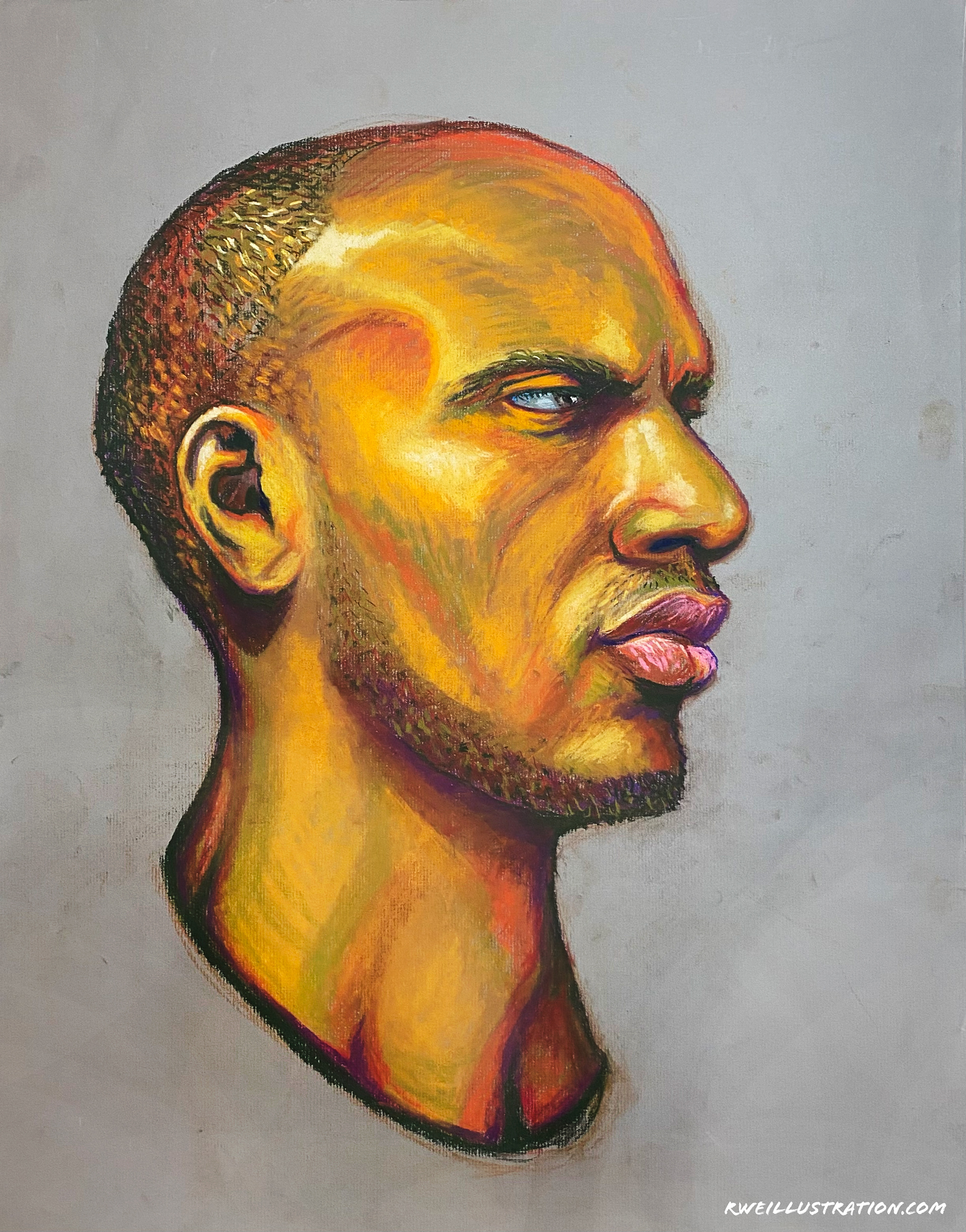 Model portrait, pastel on paper