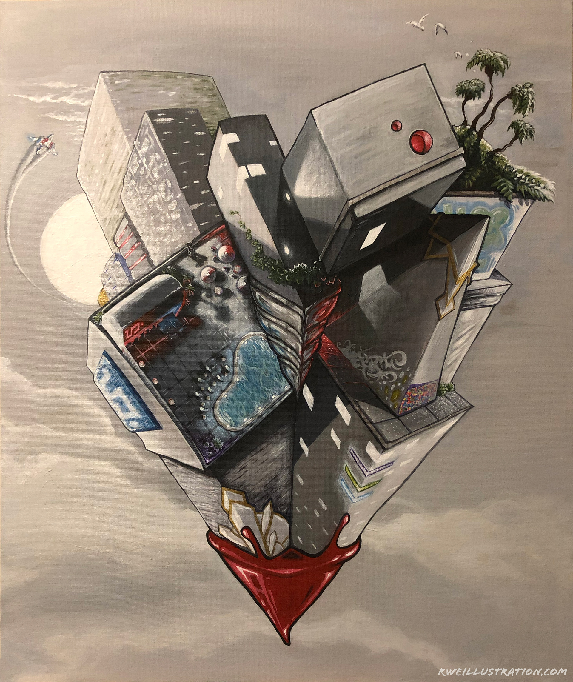 "Heart of Miami" acrylic on canvas