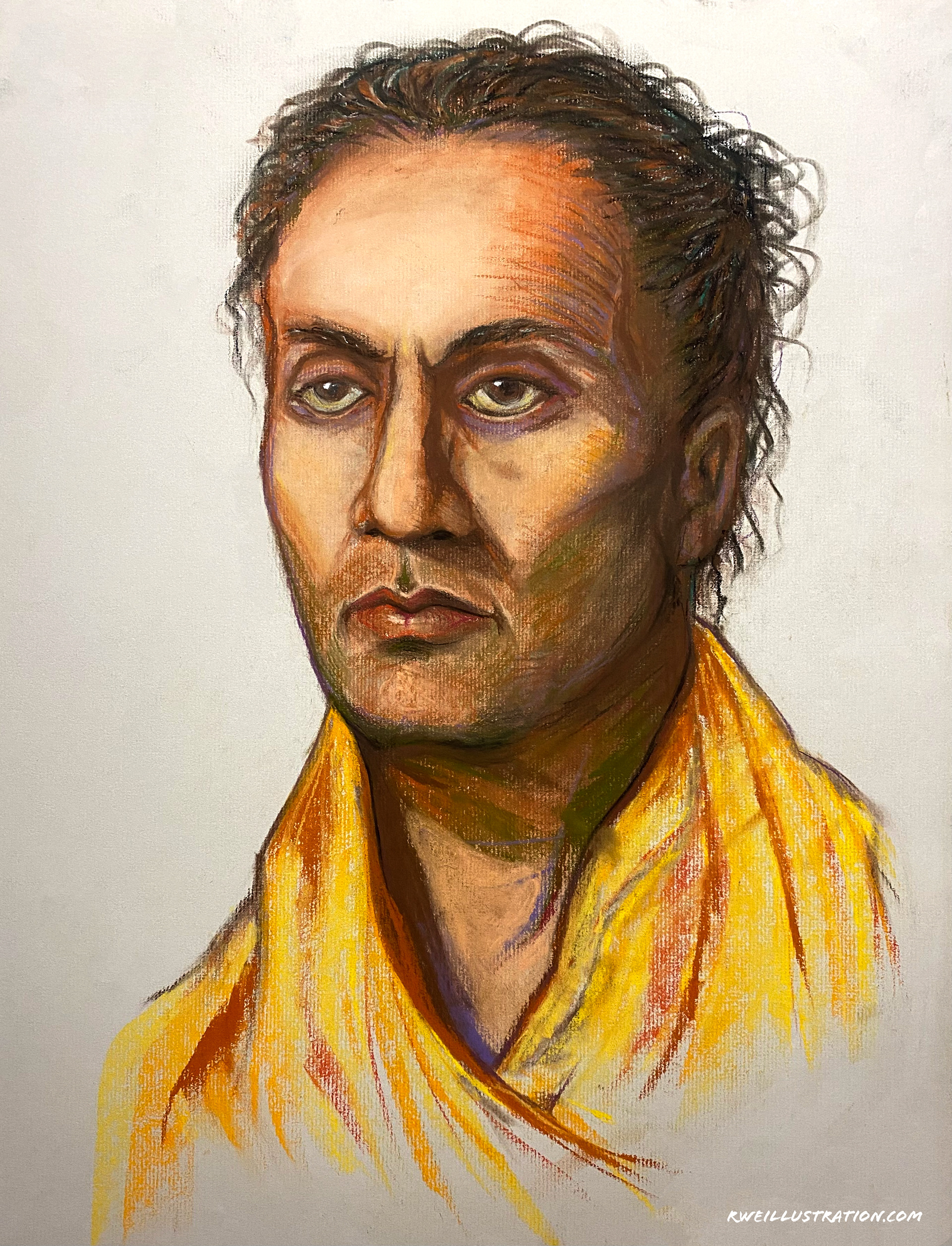 Model portrait, pastel on paper