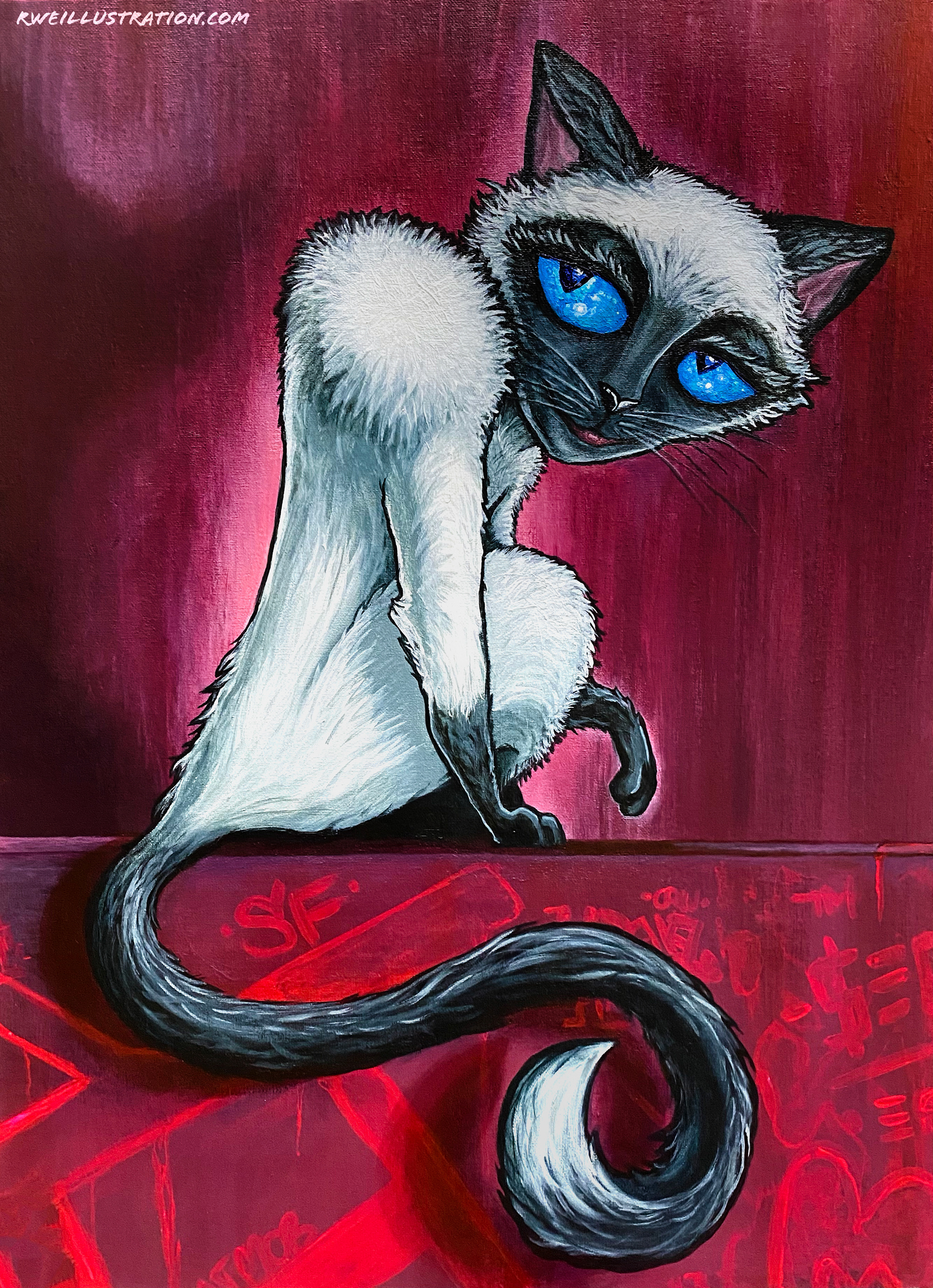 "Queen of Cats", acrylic on canvas