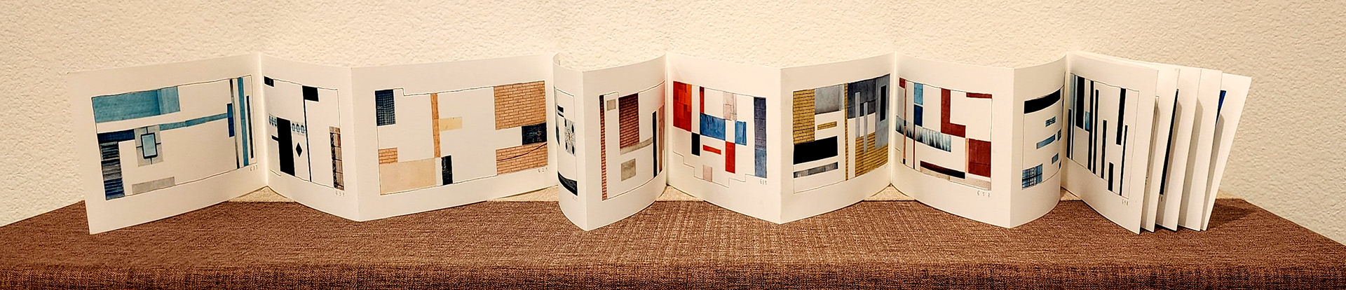 Accordion Fold of 18 Hayworth Dingbat Apartments (Collage, Scan)