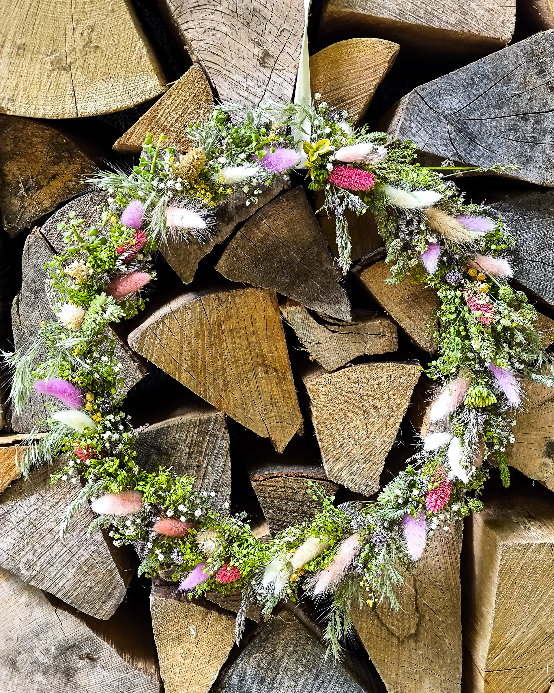 Sommer-Kranz mit Samtgras, Gräser, ca. Ø 36cm, Metallring