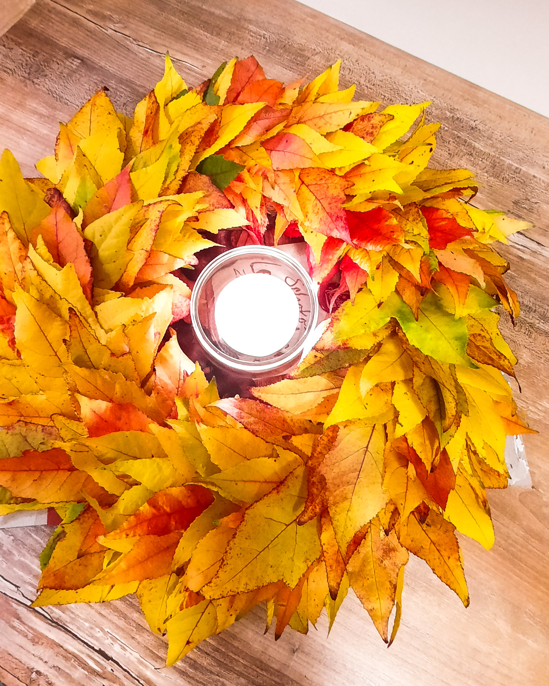 Herbst-Kranz aus Blättern ca. Ø 40cm, Strohring