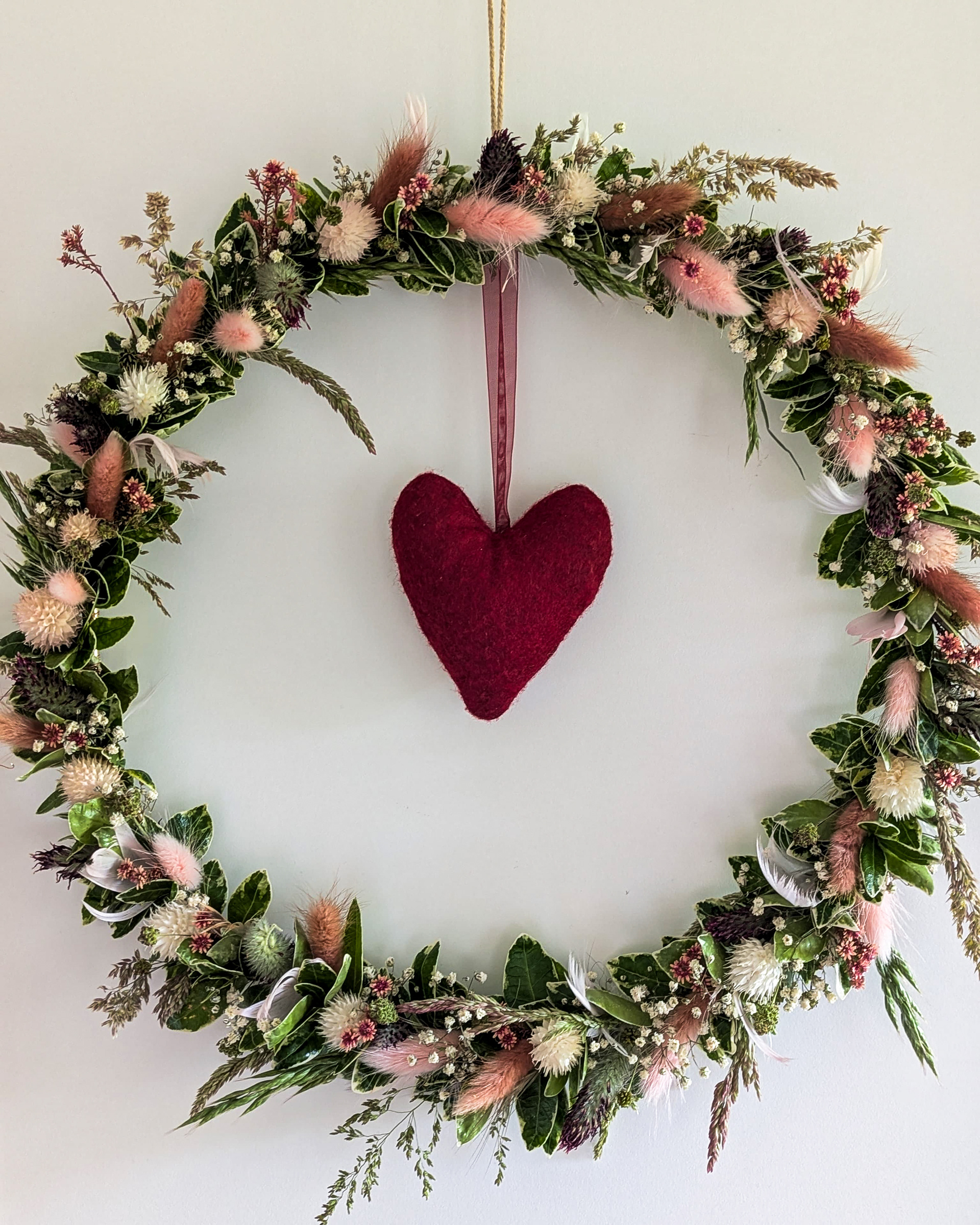 Sommer-Kranz mit Samtgras, Schleierkraut & Immergrün, ca. Ø 36cm, Metallring