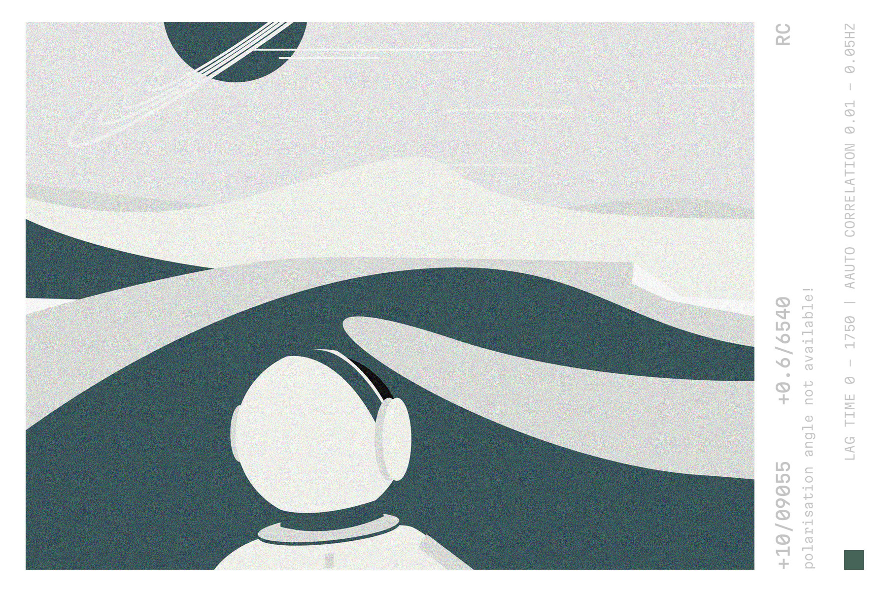 Graphic illustration of an astronaut look beyond horizon on a new planet