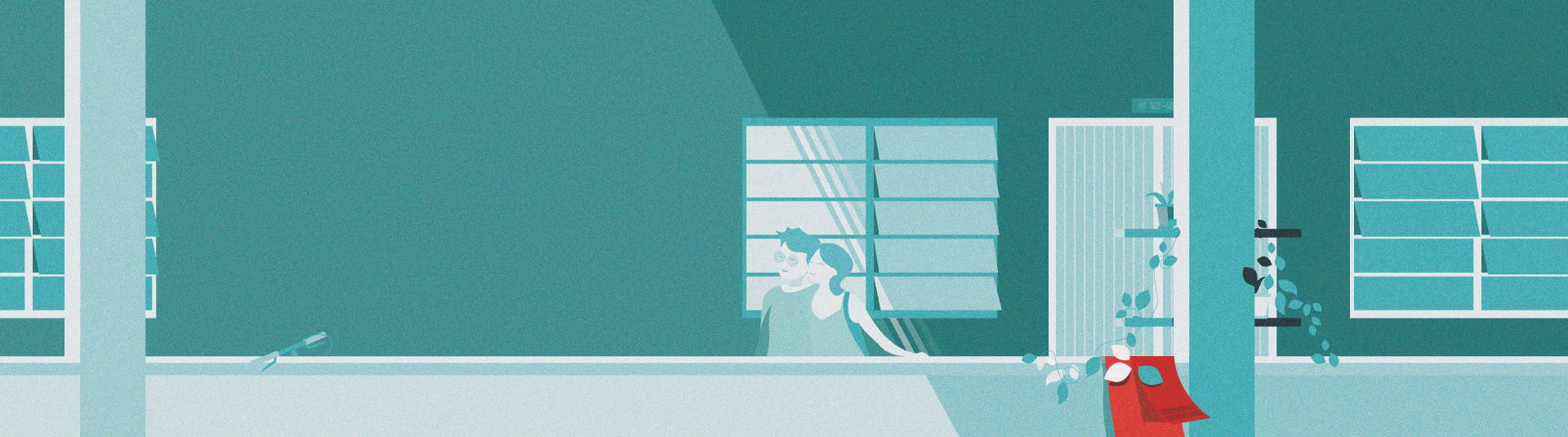 Singapore HDB Illustration family